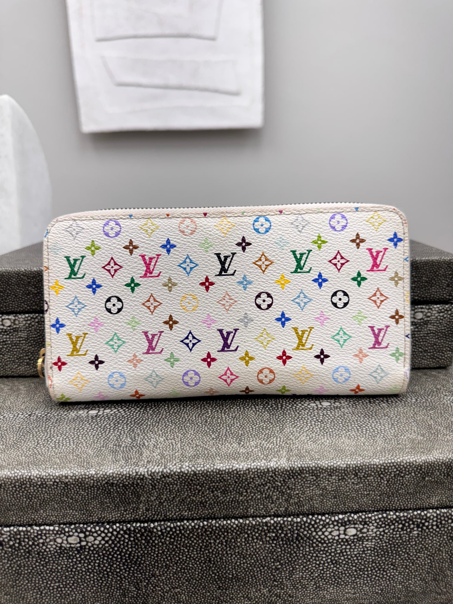 Louis Vuitton White Murakami Long Zippy Wallet