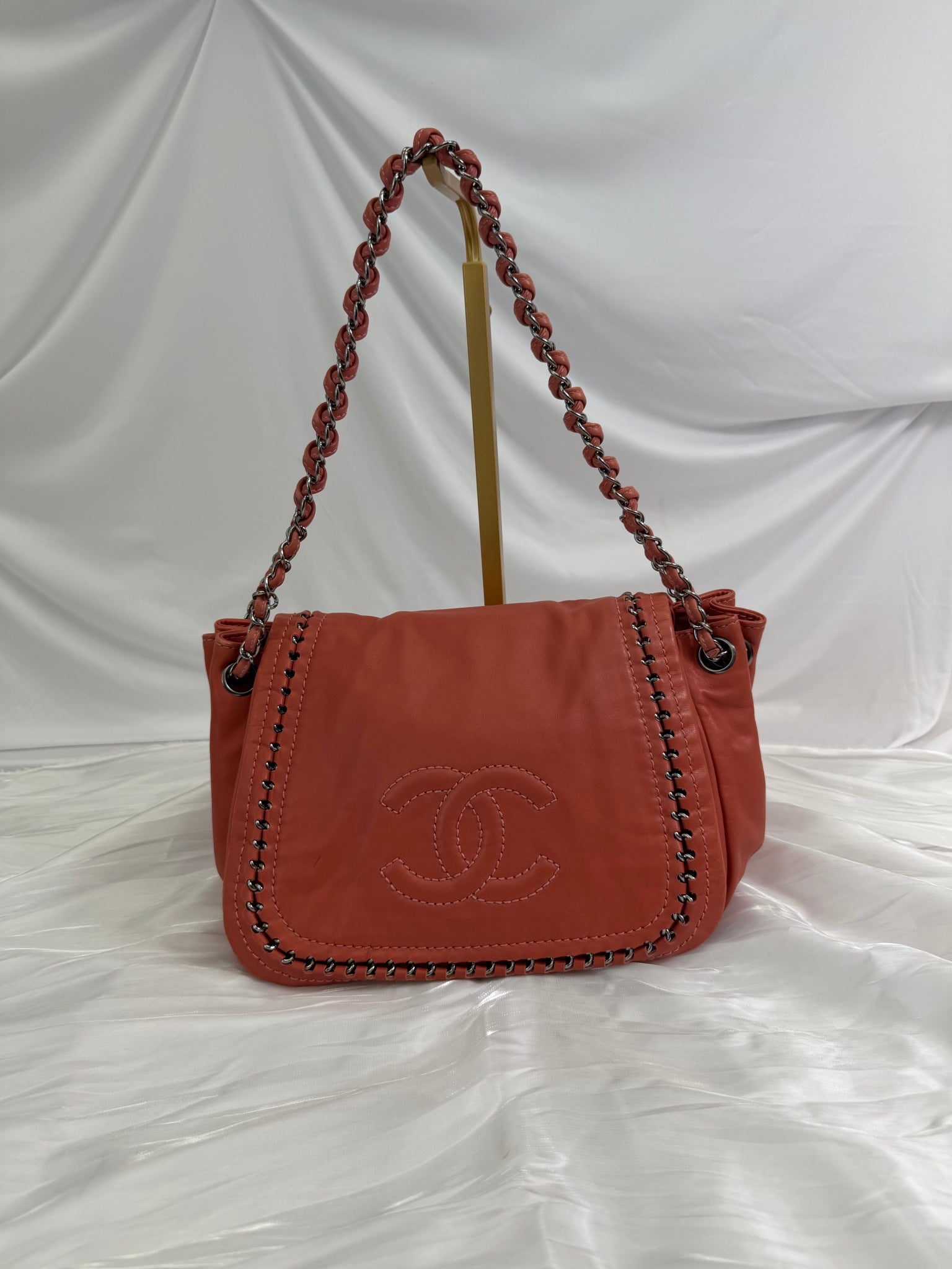 Chanel Coral Calfskin Luxe Ligne Accordion Flap Bag