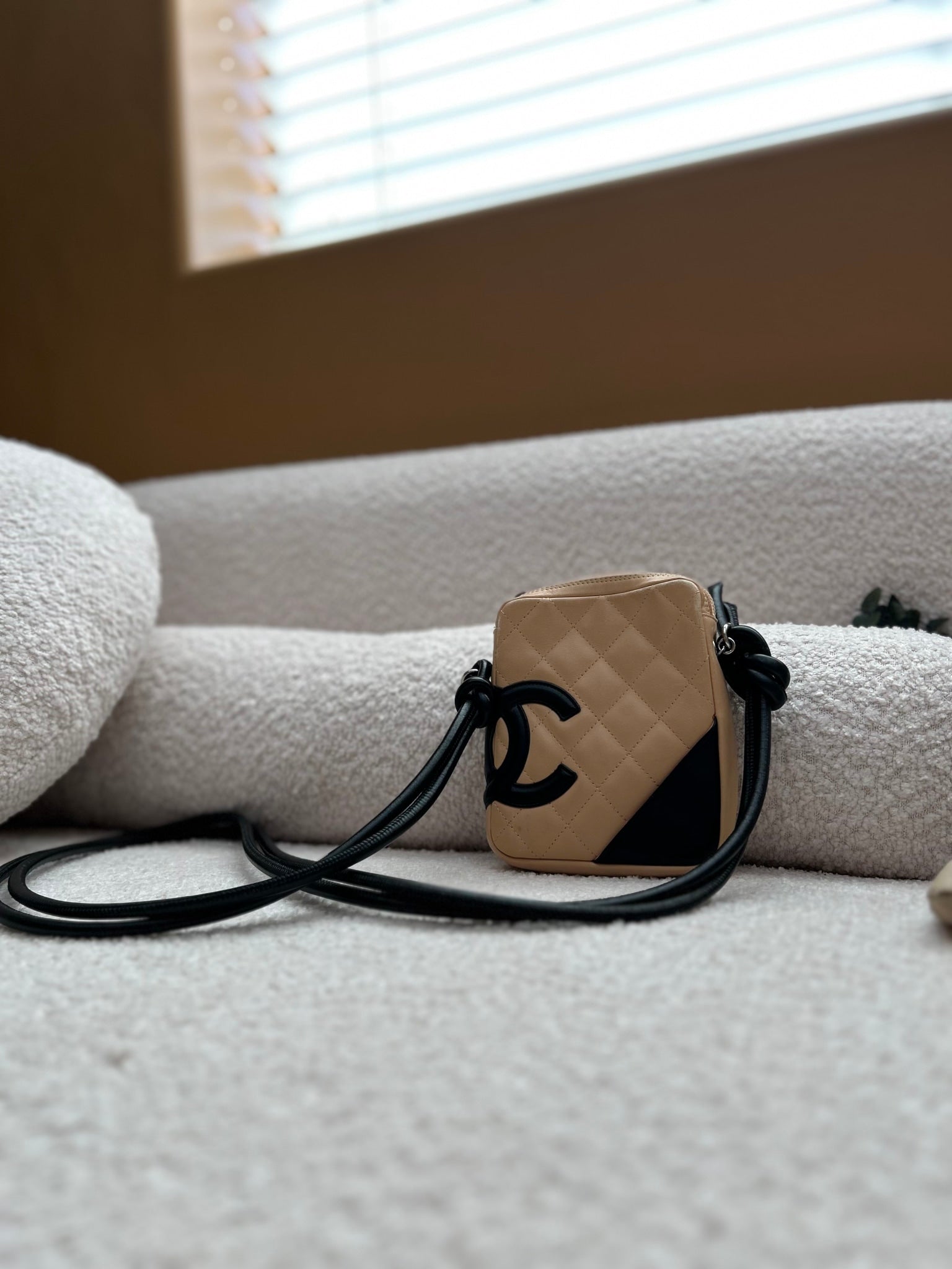 Chanel Beige x Black Calfskin Cambon Crossbody