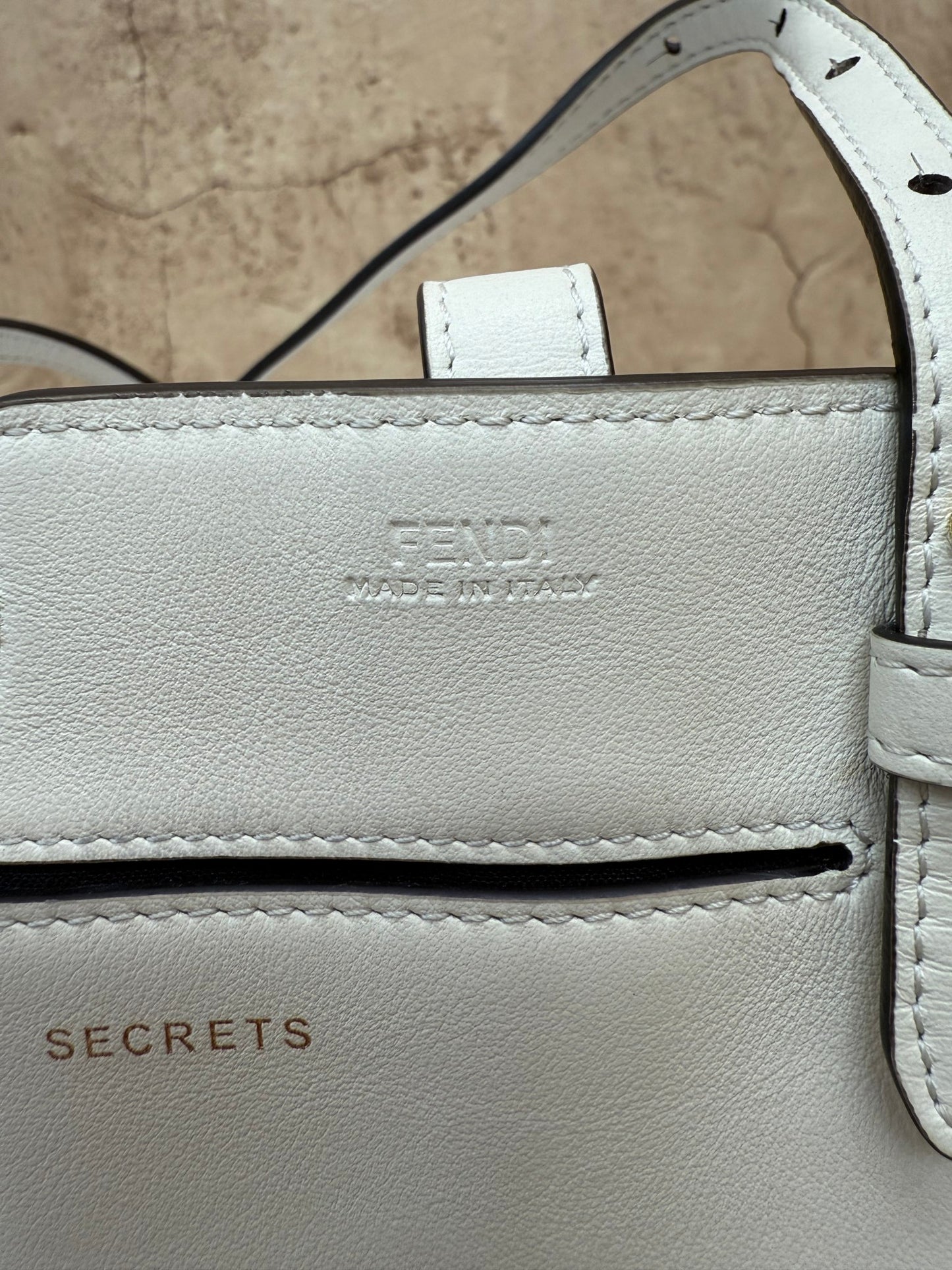 Fendi Ivory Leather Bustine Century Crossbody