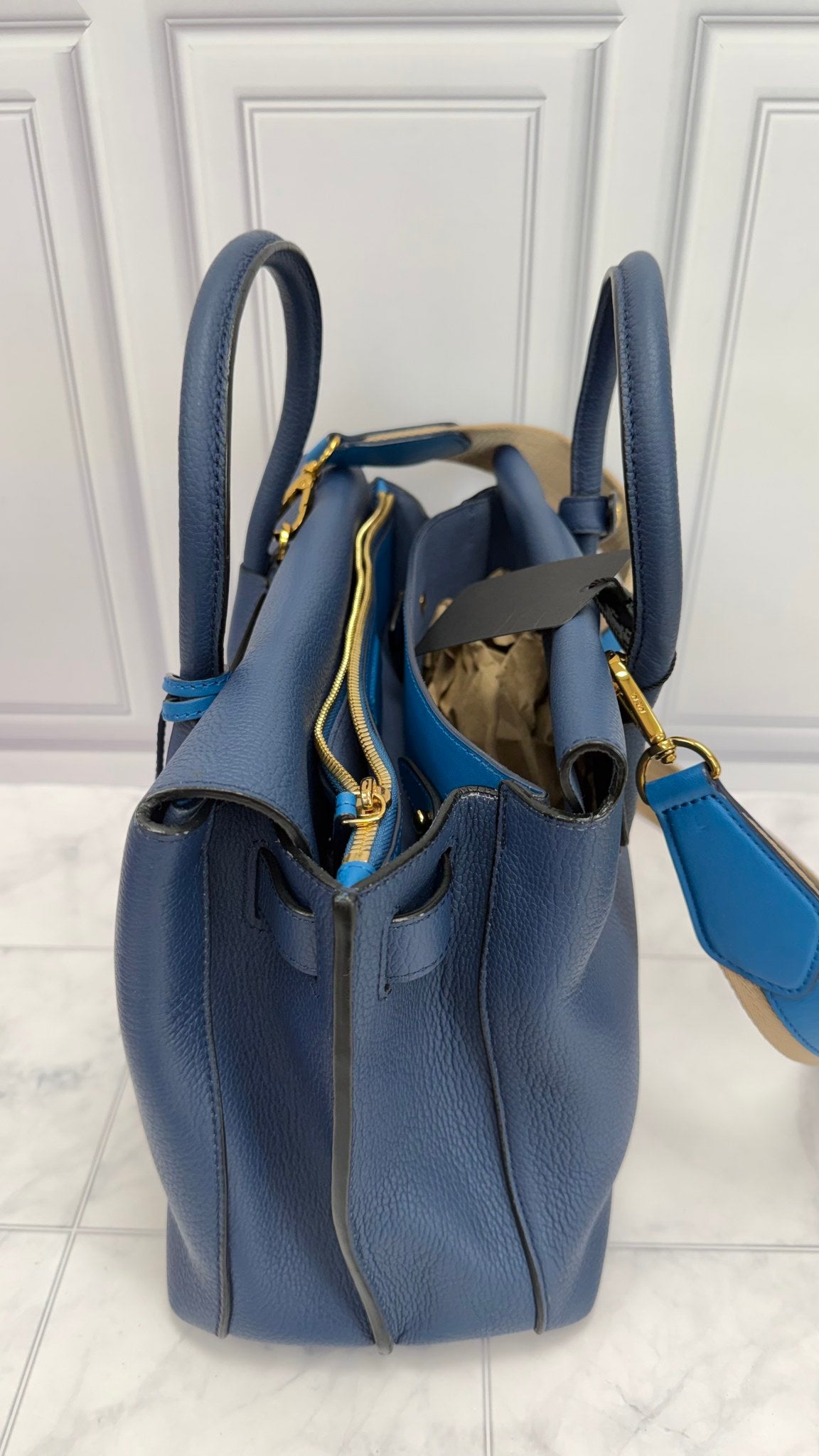 MCM Blue Leather Medium Milla 2Way Bag