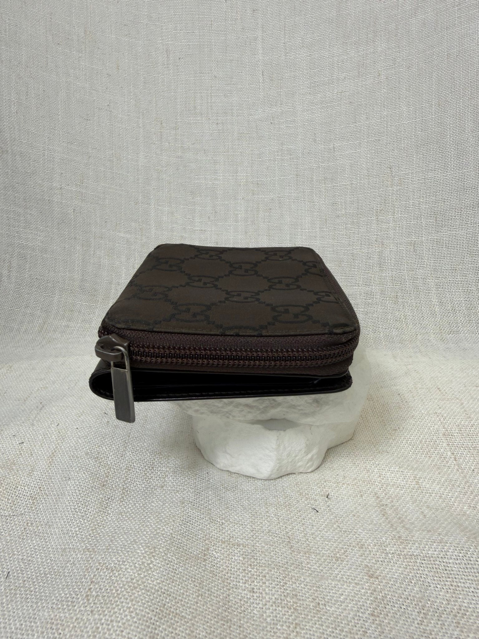 Gucci Brown Nylon Compact Zippy Wallet