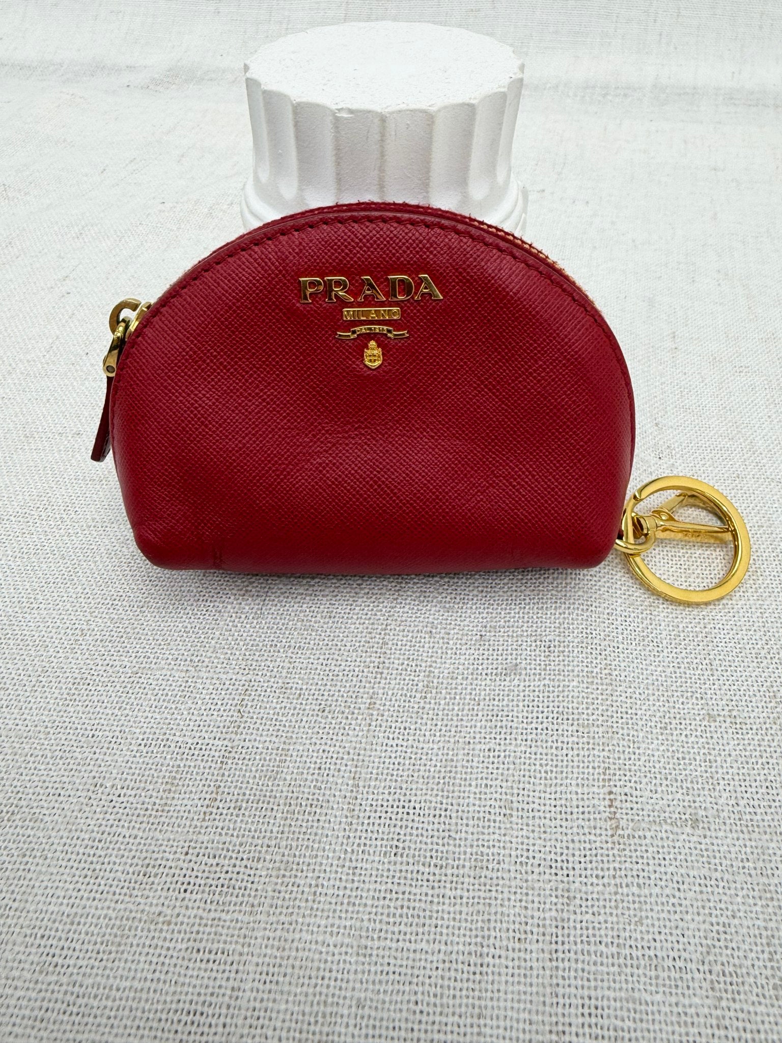 Prada Red Saffiano Leather Coin Pouch Bag Charm