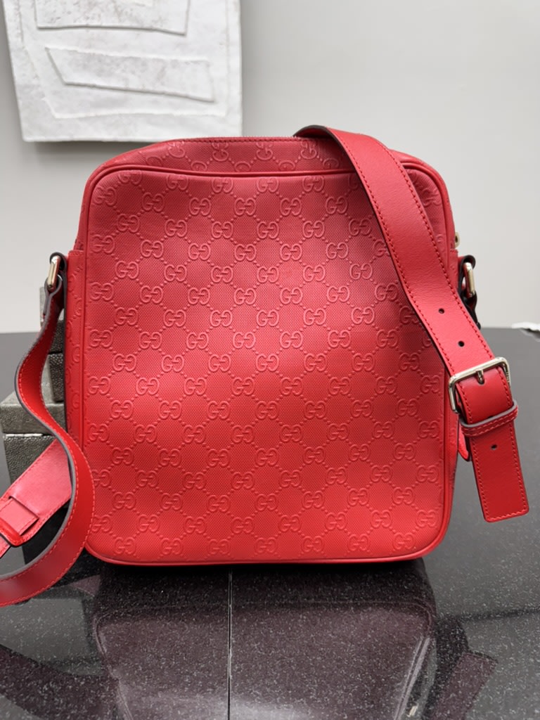 Gucci Red Leather Diamante Messeger Crossbody Bag