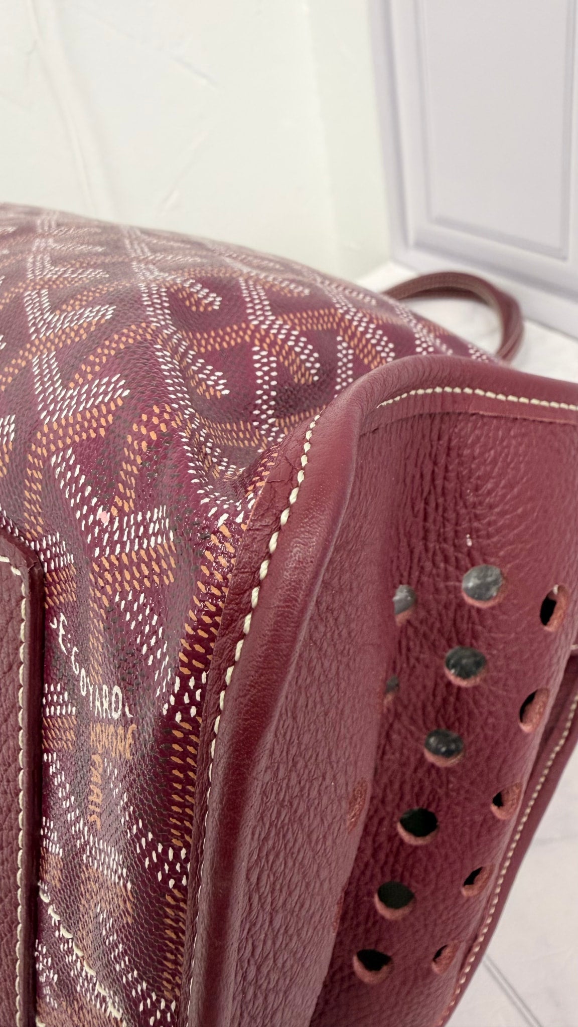 Goyard Burgundy Goyardine Canvas Sac Hardy PM Pet Carrier
