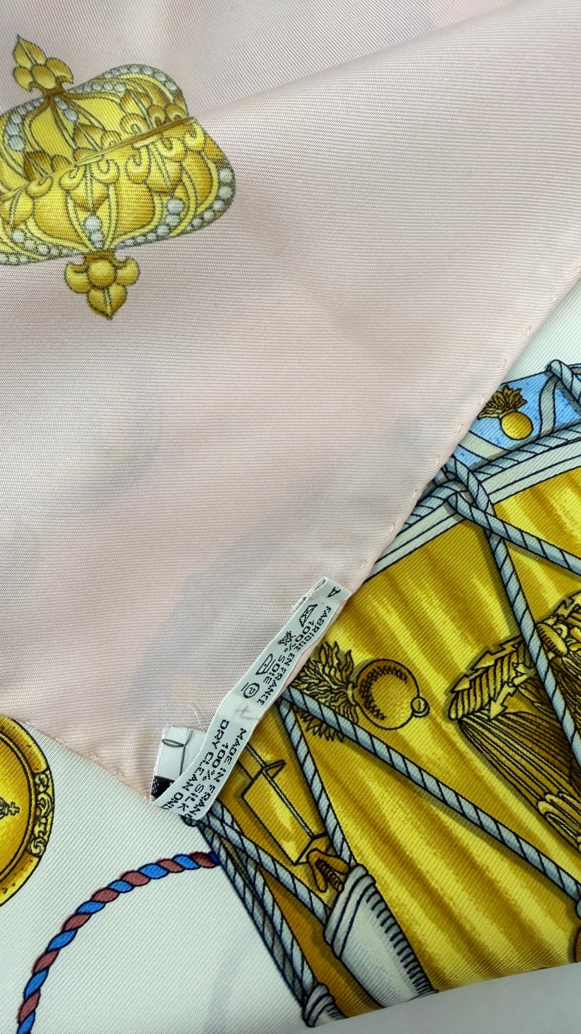 Hermes Pink Multicolor Silk Les Tambours Carre 90 Scarf