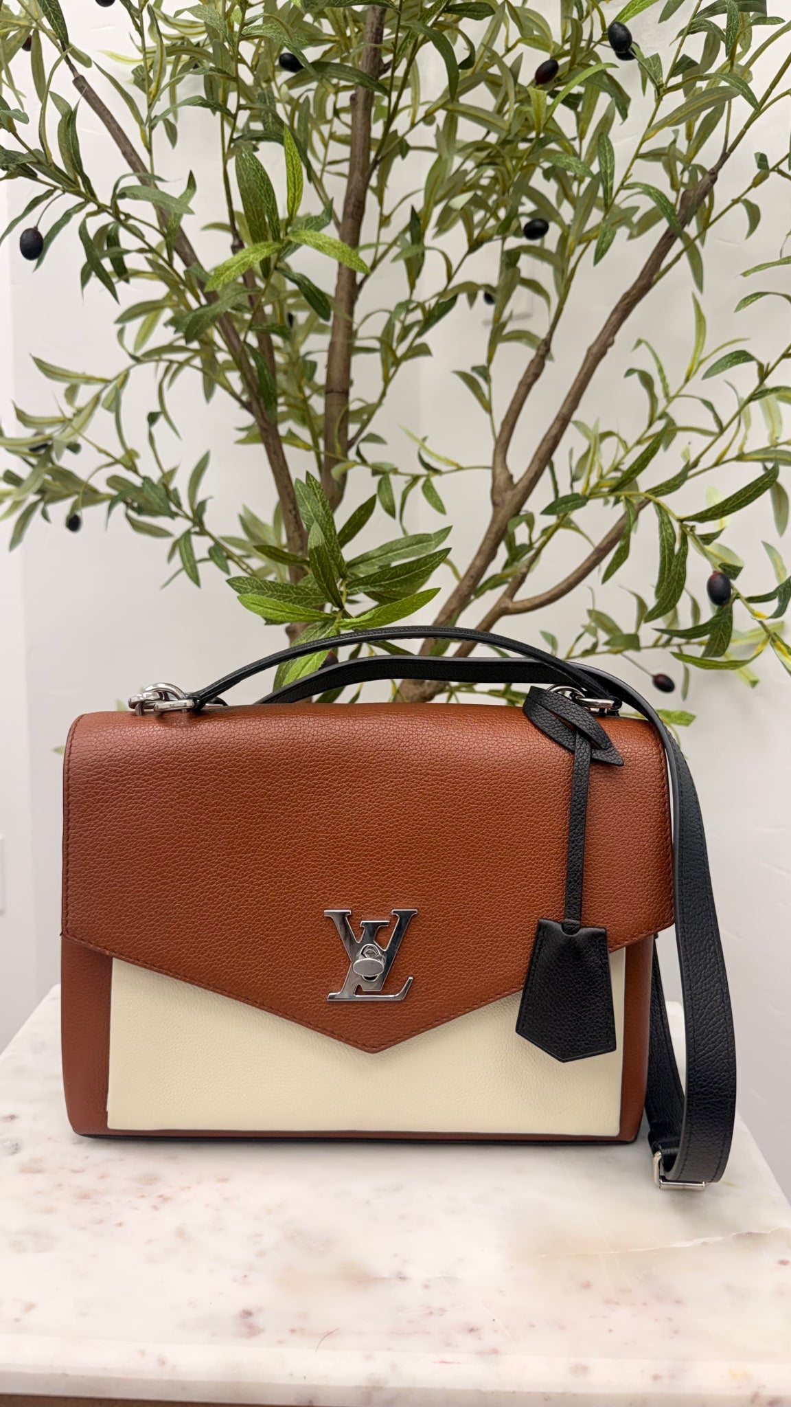 Louis Vuitton Brown And Beige Taurillon Leather My Lock Me 2Way Handbag
