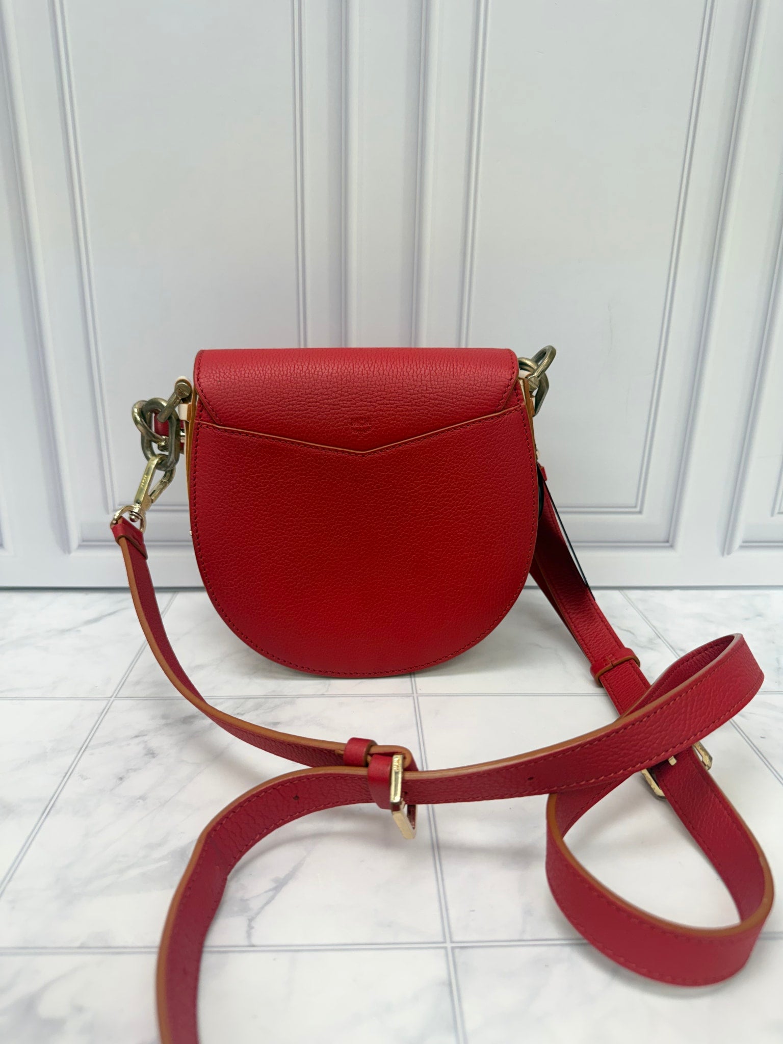 MCM Red And Cram Leather 2Way Patricia Crossbody Bag