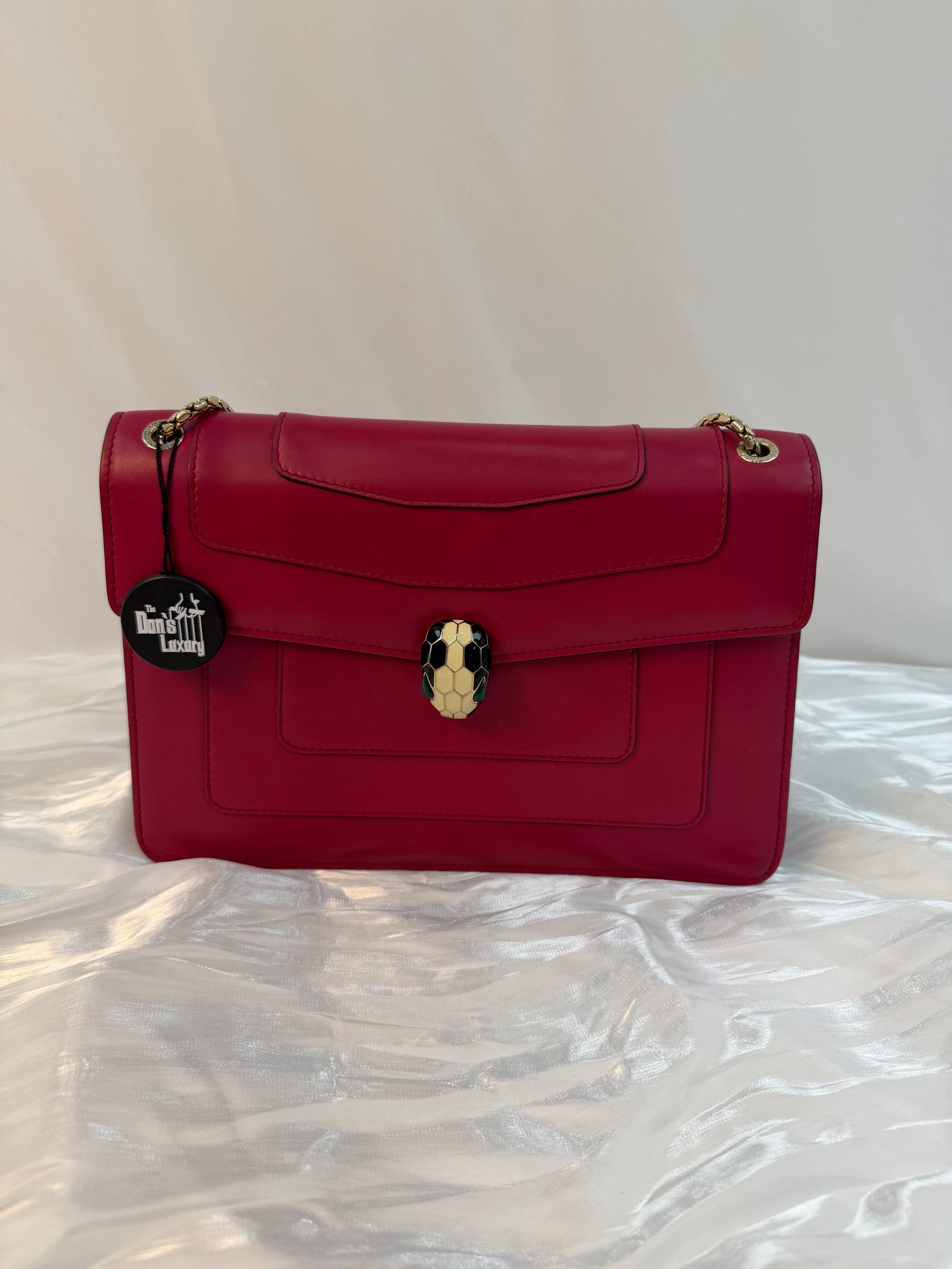 Bvlgari Pink Leather Serpenti Forever Shoulder Bag