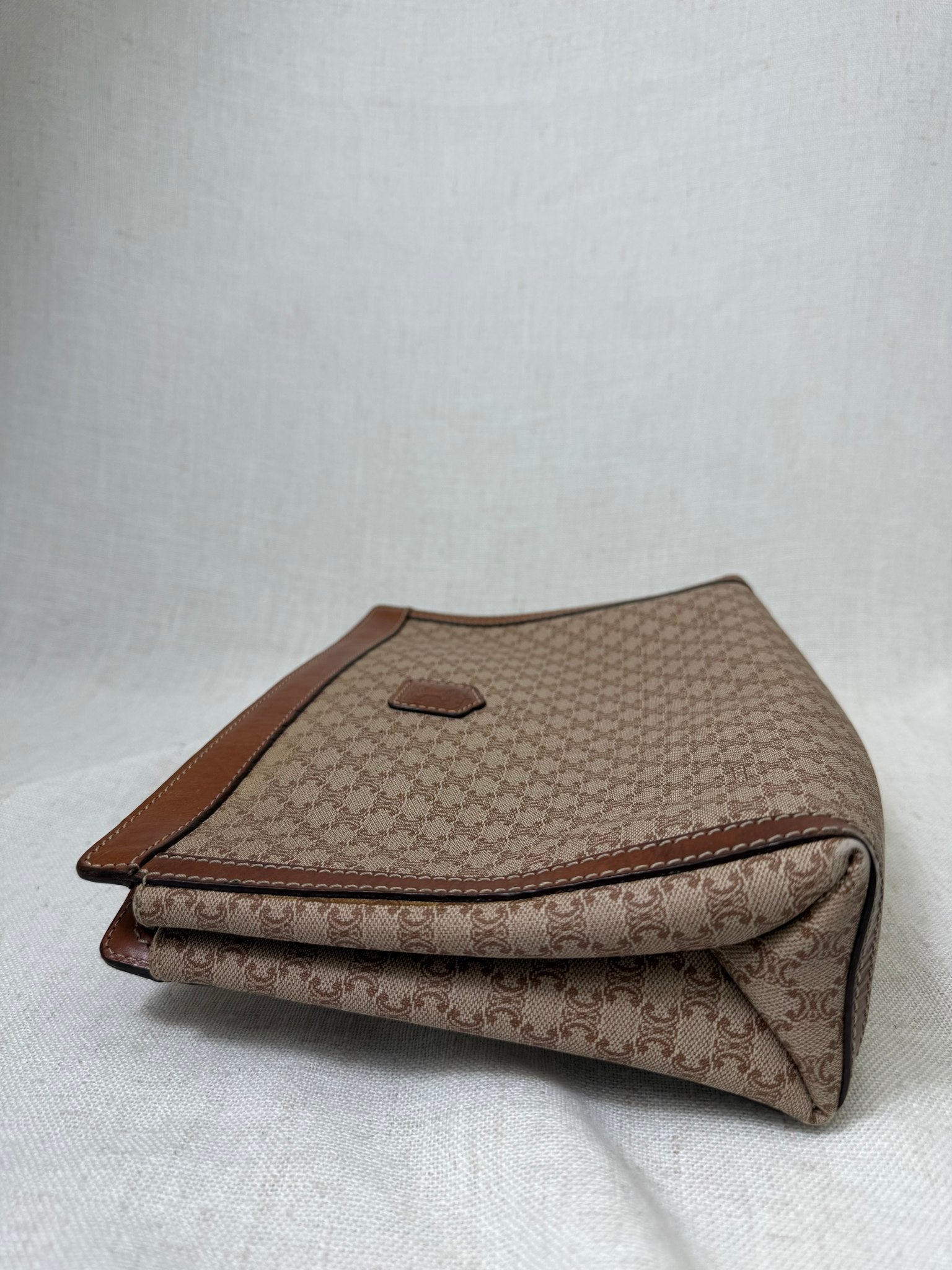 Celine Beige Coated Canvas Macadam Travel Pouch