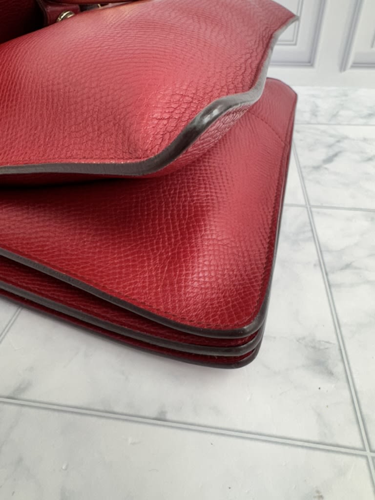 Chloe Red Leather Large Faye Crossbody Bag