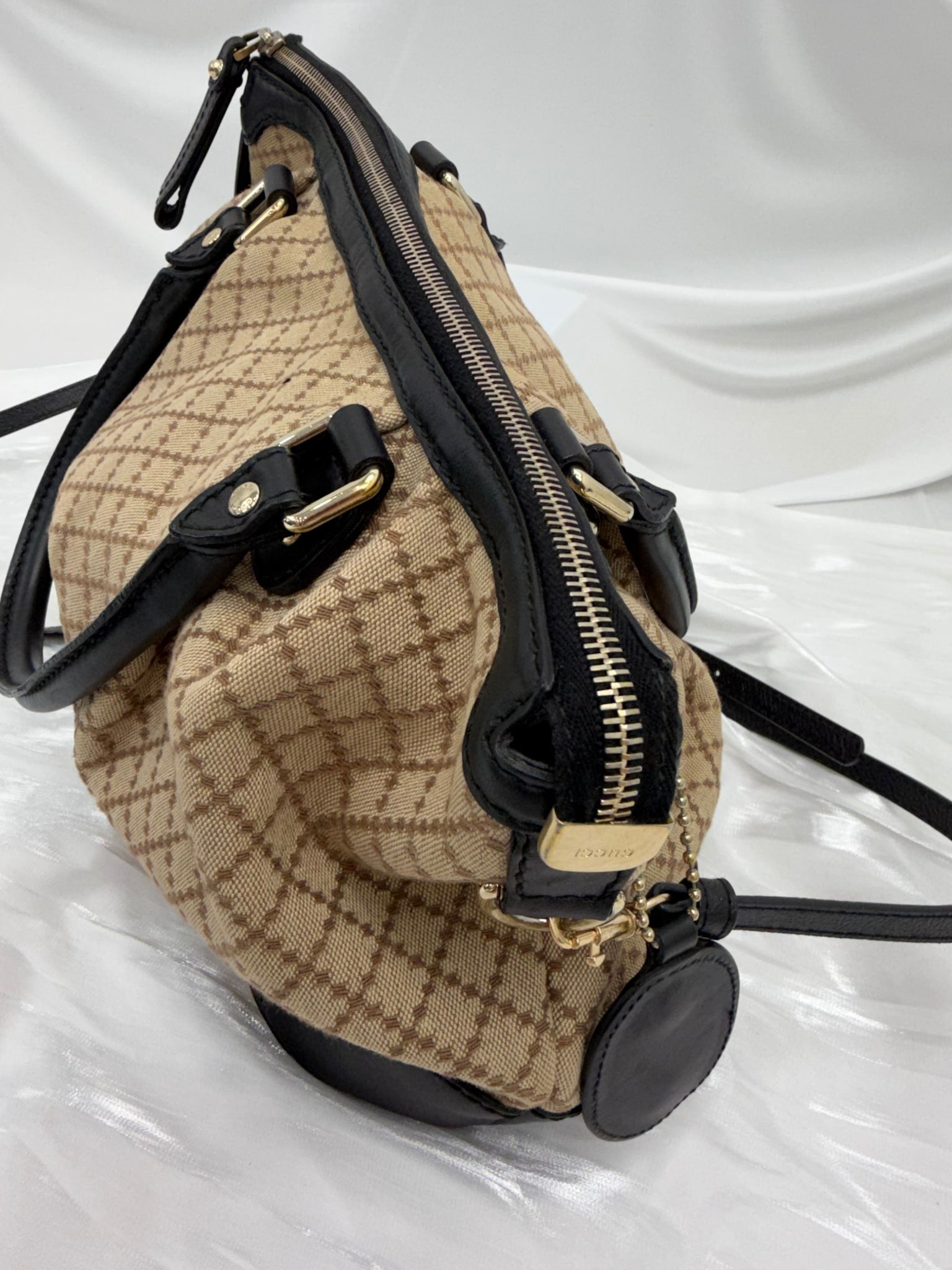 Gucci Beige Diamante Canvas Sukey Handbag
