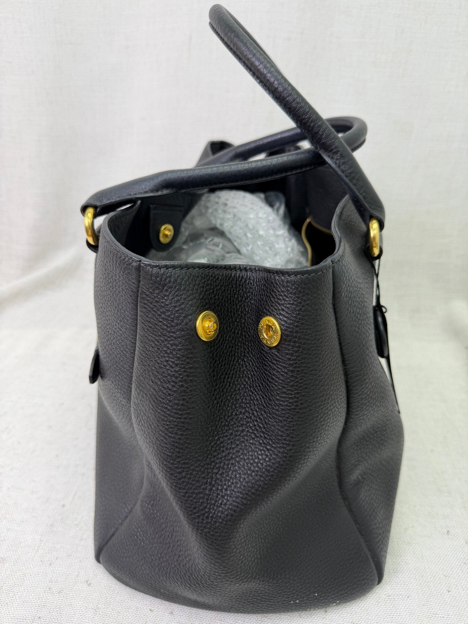 Prada Black Tumbled Leather Shoulder Tote