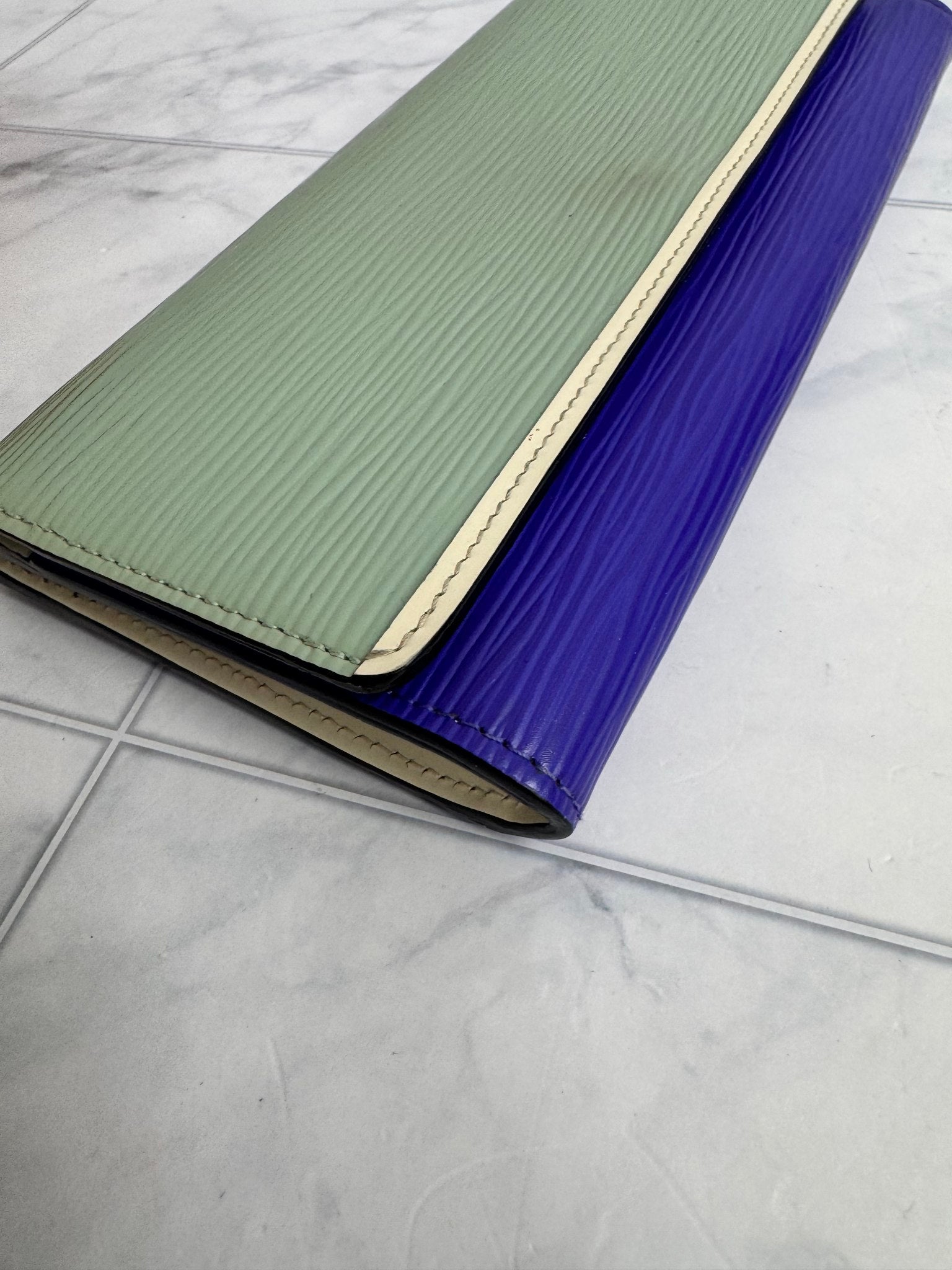 Louis Vuitton Mint Green And Indigo Epi Long Wallet