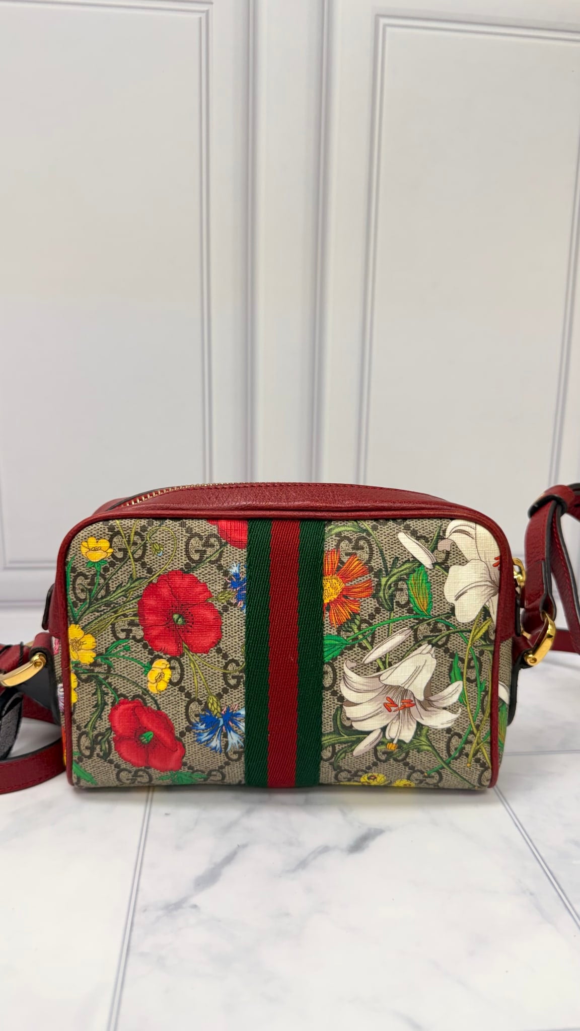 Gucci GG Supreme Red Ophidia Mini Camera Bag