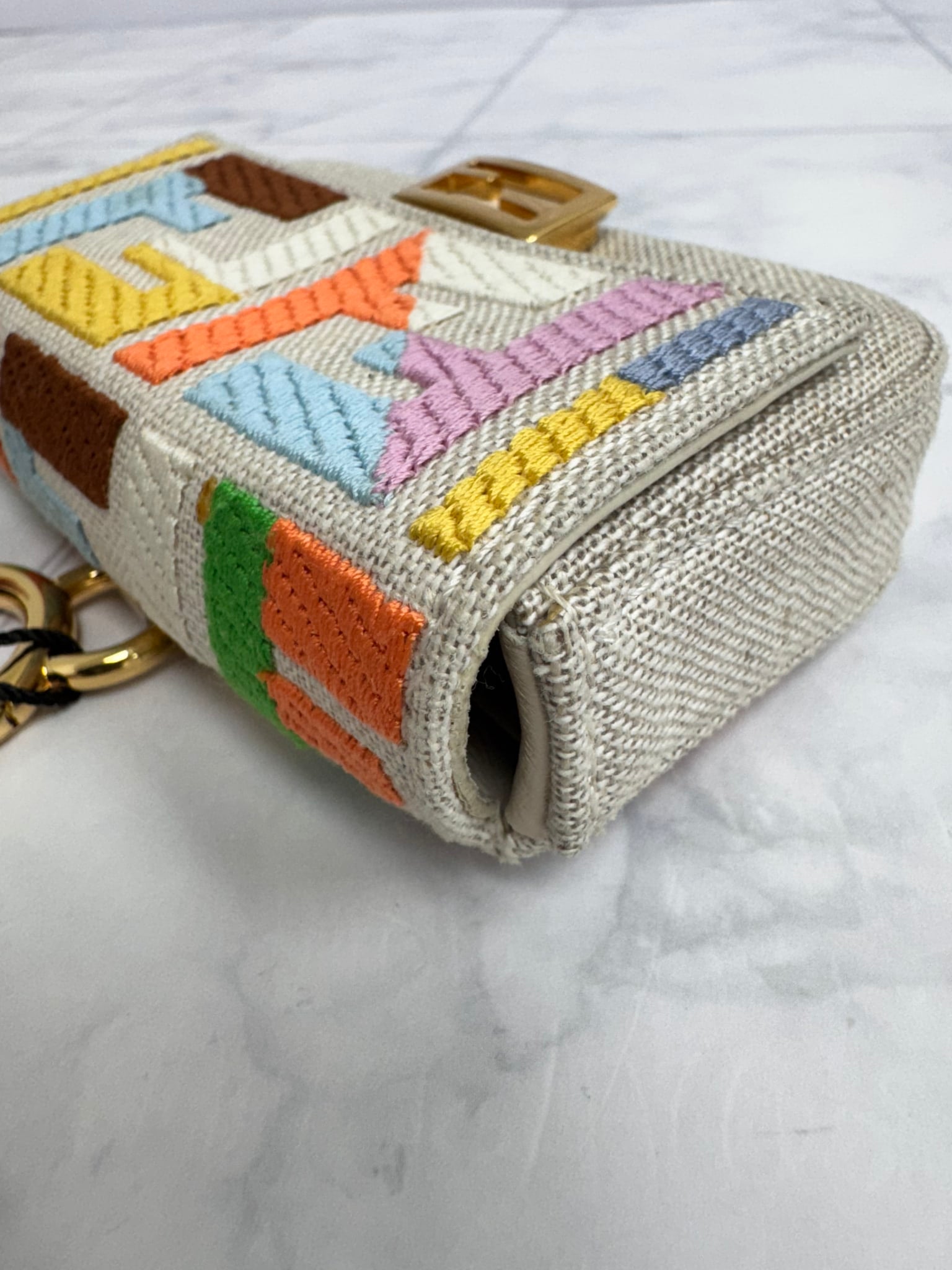 Fendi Multicolor Zucca Beige Nano Baguette