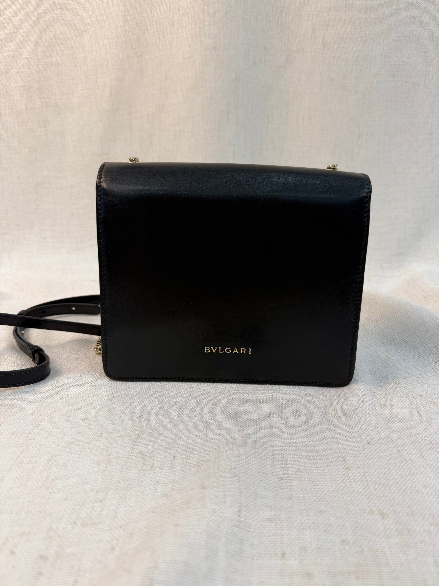 Blvgari Black Leather Small Flap Bag