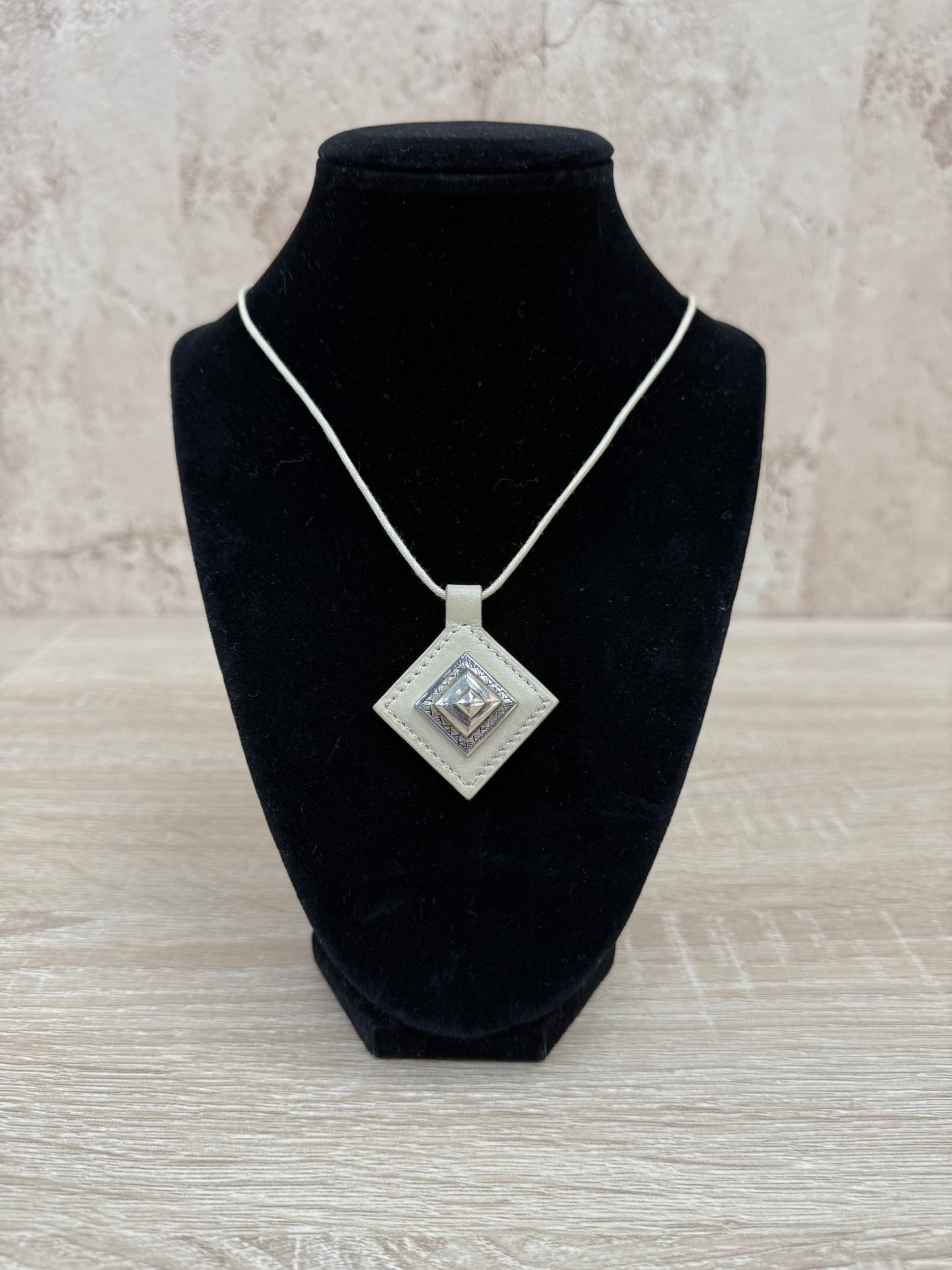 Hermes Tan Leather Pendant Necklace