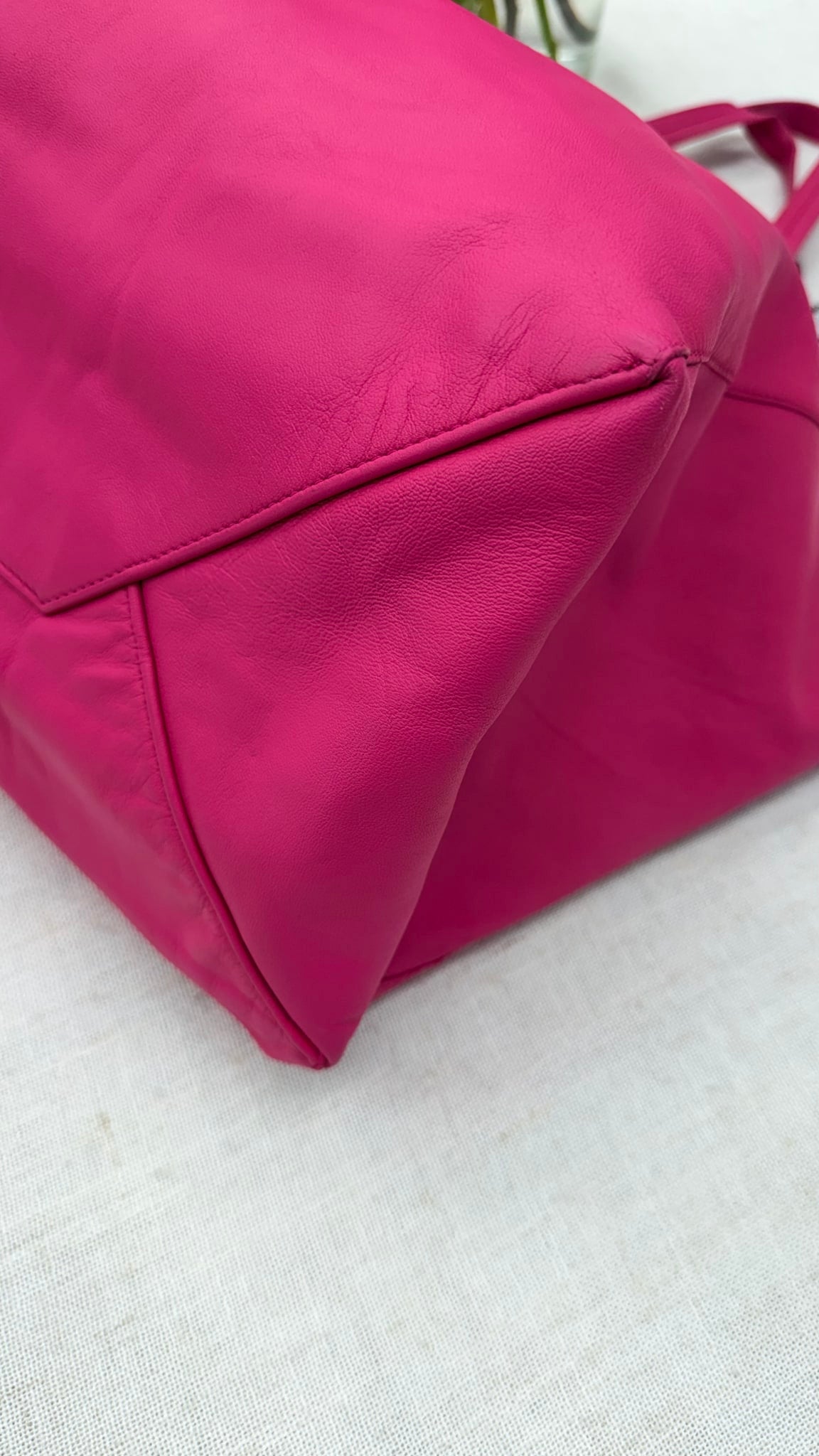 Celine Pink Leather Shopping Cabas Tote