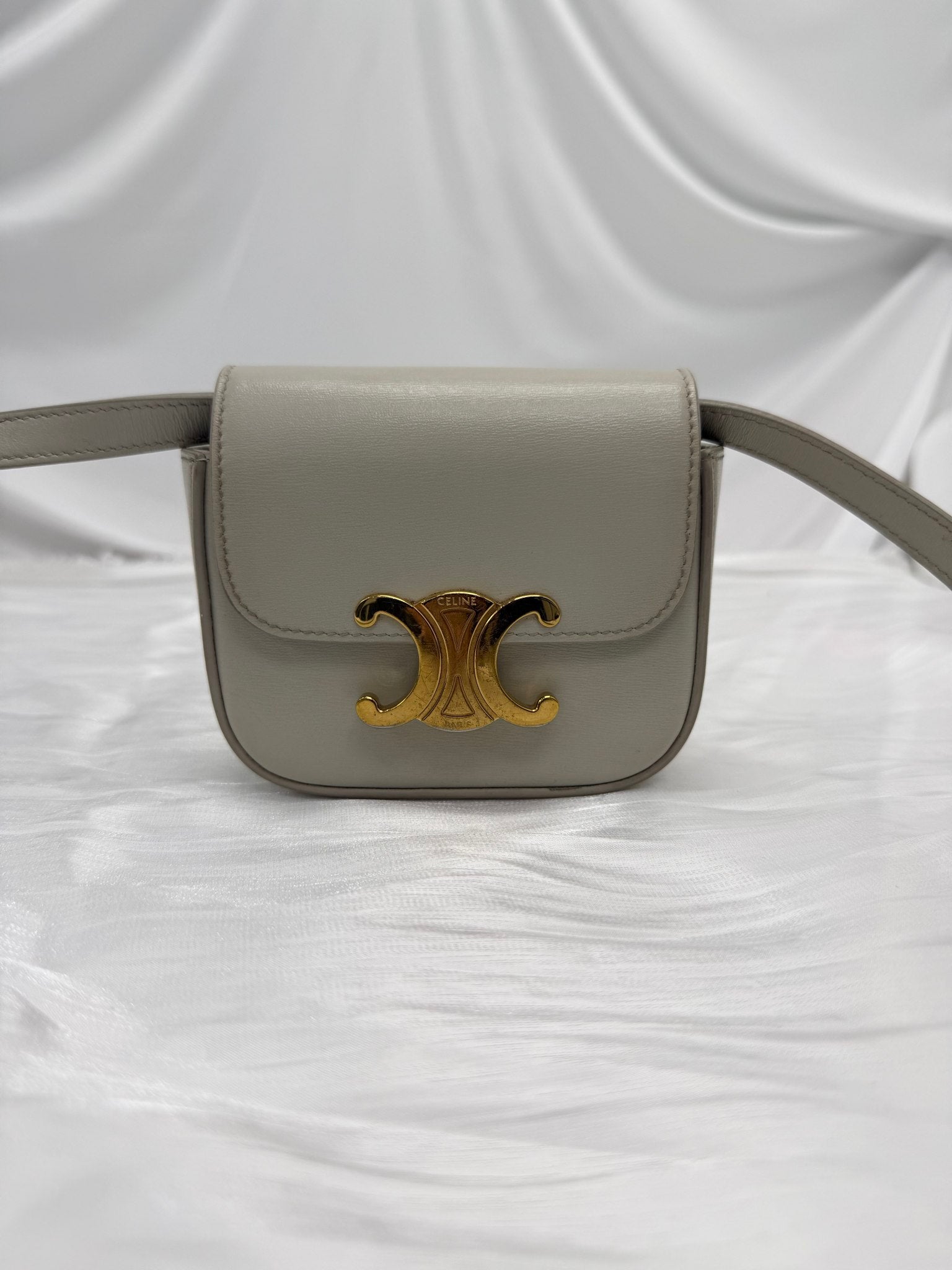 Celine Beige Calfskin Leather Mini Claude Crossbody