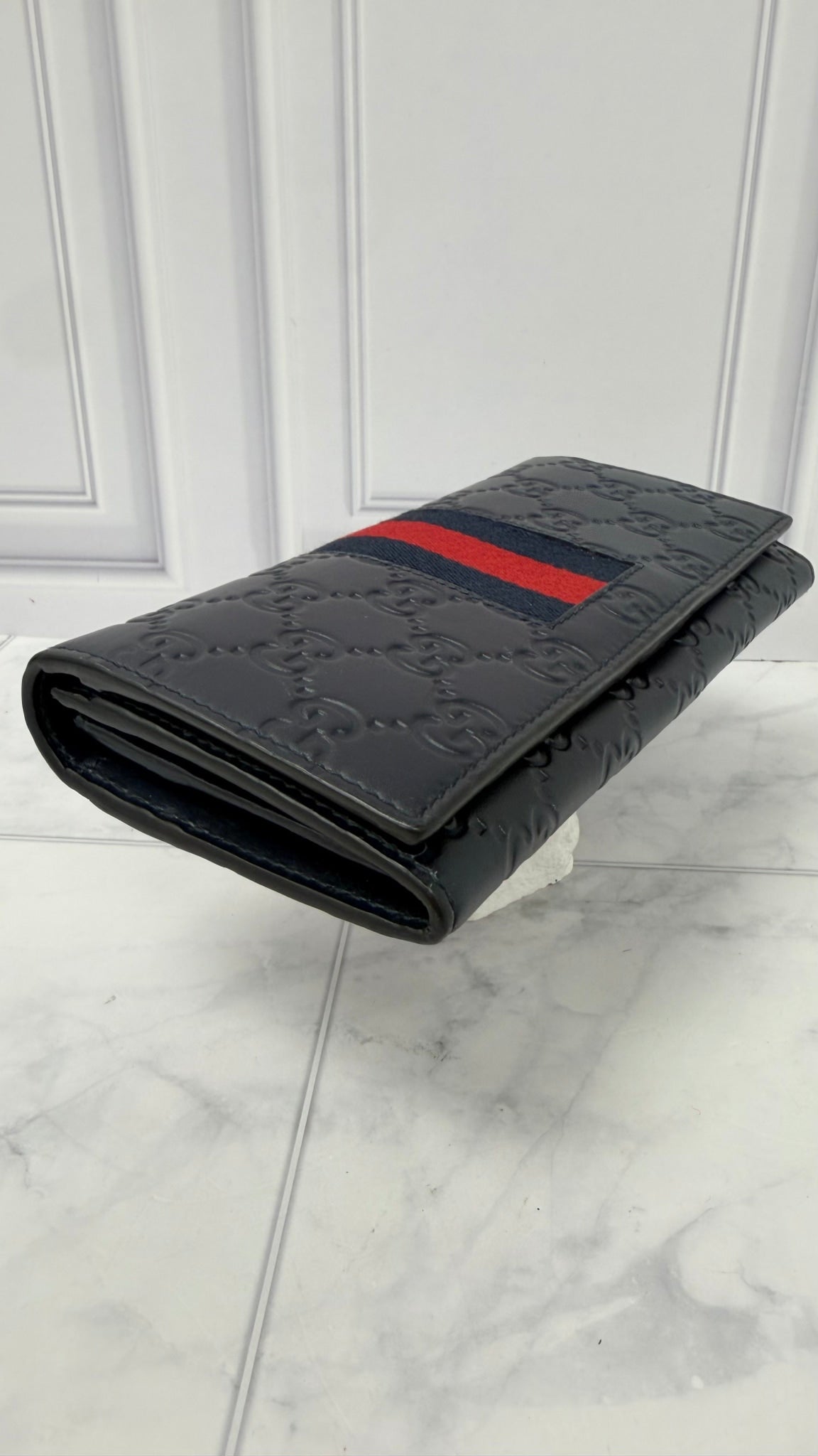 Gucci Navy Blue Guccissima Leather Long Wallet