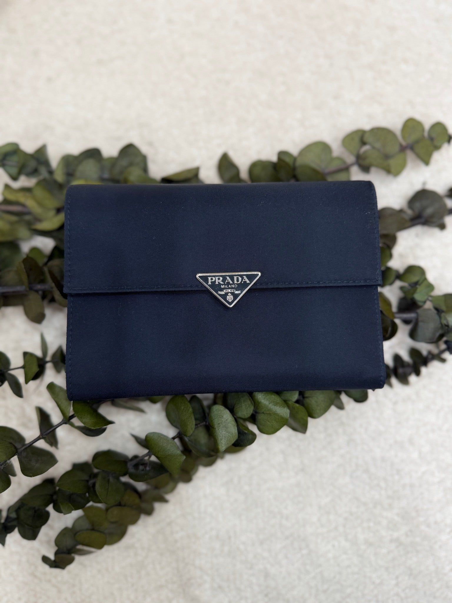 Prada Dark Navy Nylon Compact Wallet