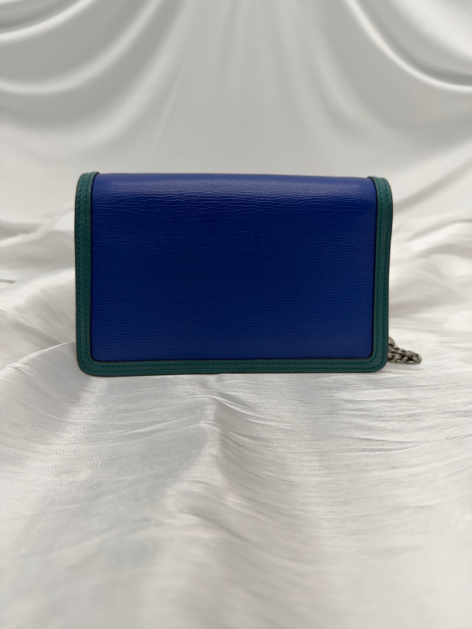 Gucci Blue & Teal Calfskin Leather Super Mini Enamel Dionysus Chain Bag