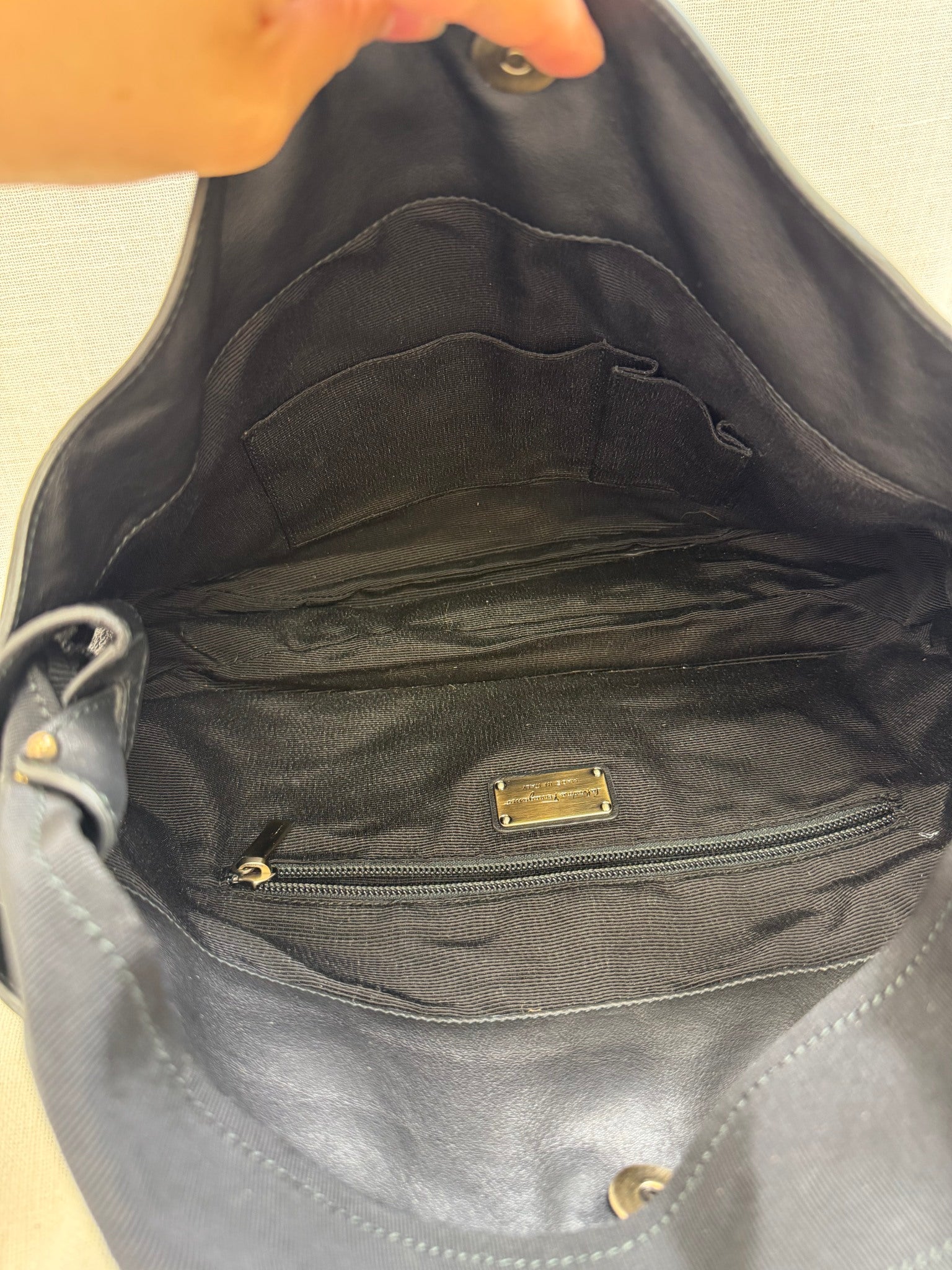 Salvatore Ferragamo Black Leather Vara Bow Hobo Handbag