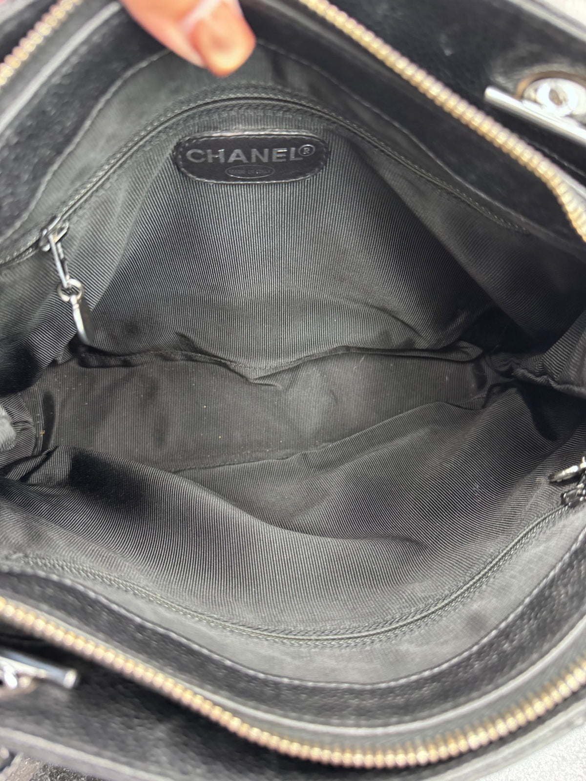 Chanel Black Quilted Caviar Leather Front Flap Large Shopping Tote Bag