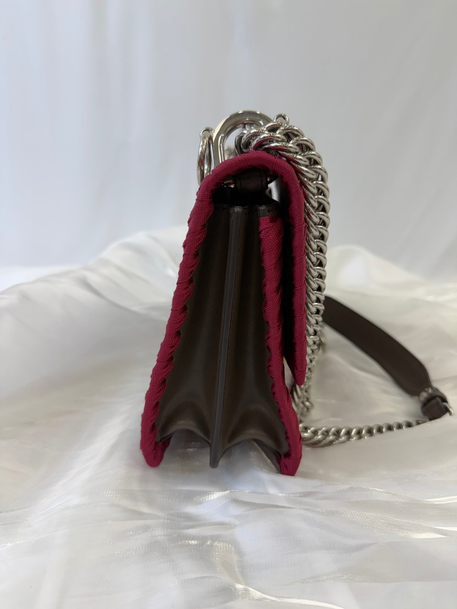 Fendi Brown Leather Kan I Whipstitch Chain Bag