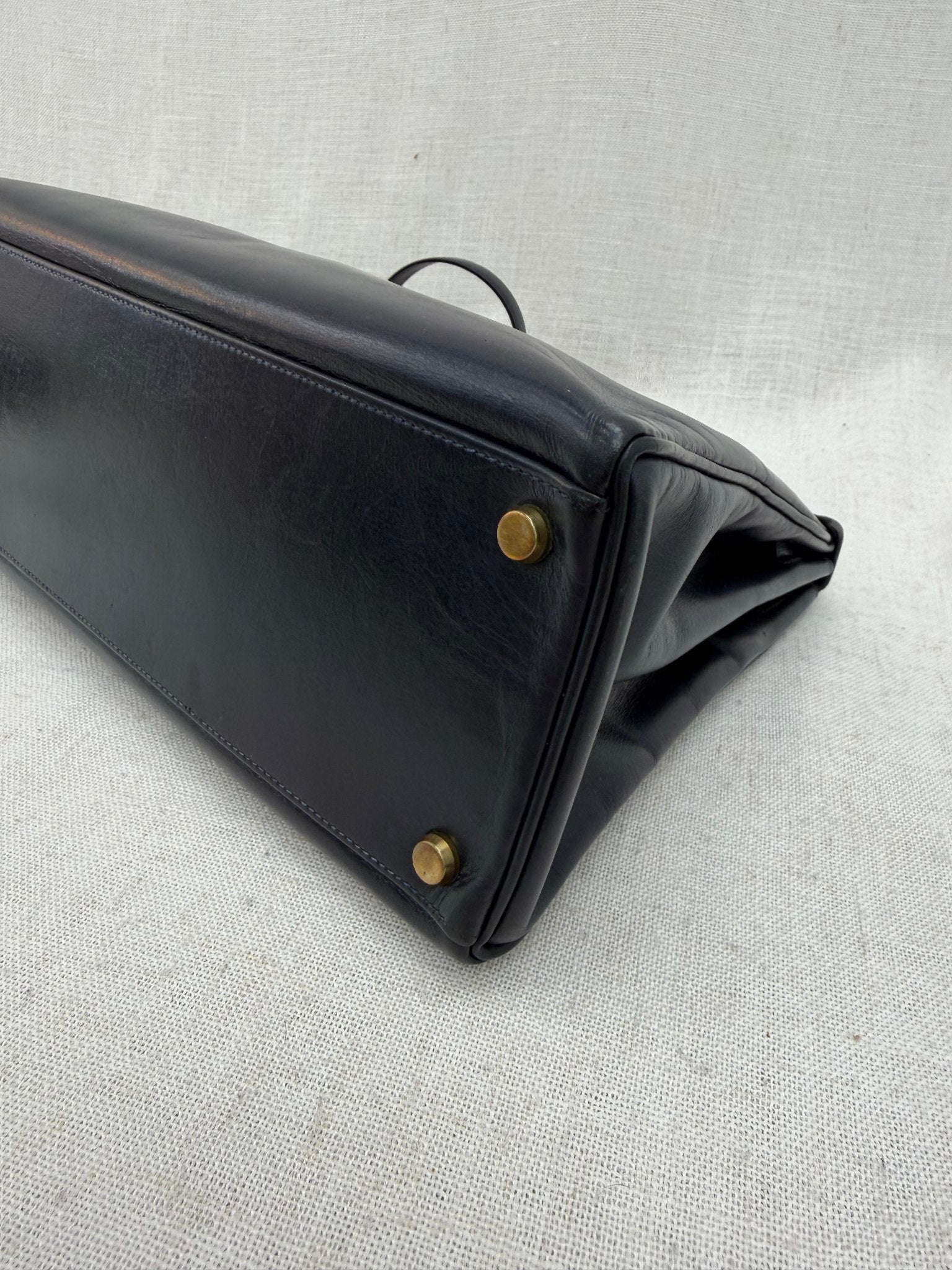 Hermes Navy Blue Box Calf Leather Kelly 32