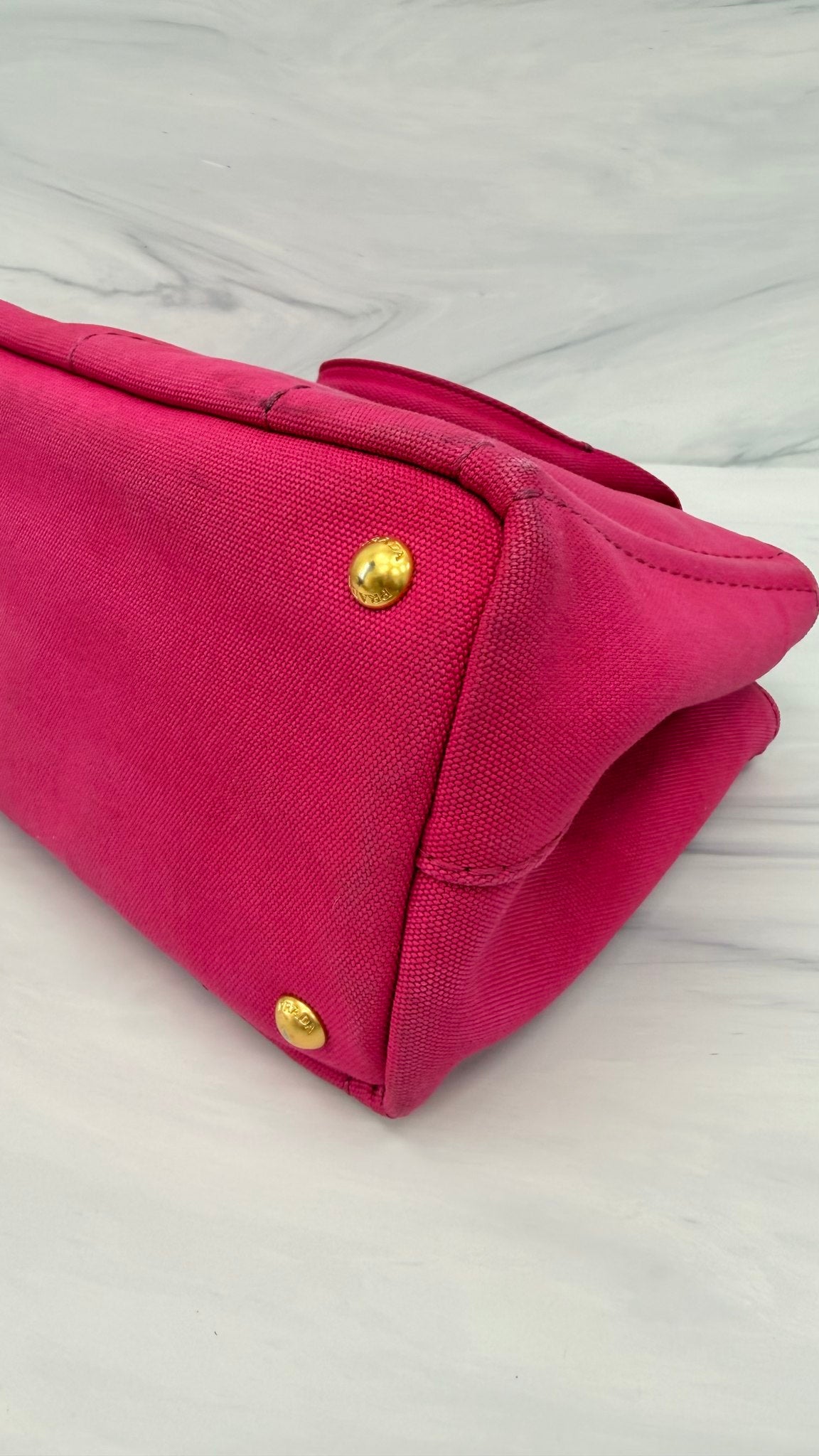 Prada Fuchsia Canvas Canape Small 2Way Tote Bag