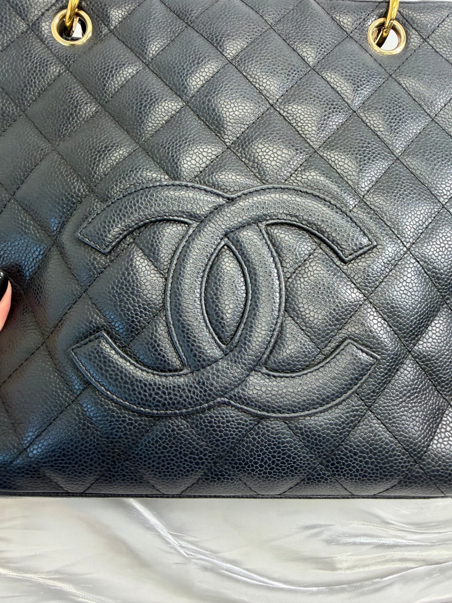 Chanel Black Quilted Caviar Petite Shopping Tote
