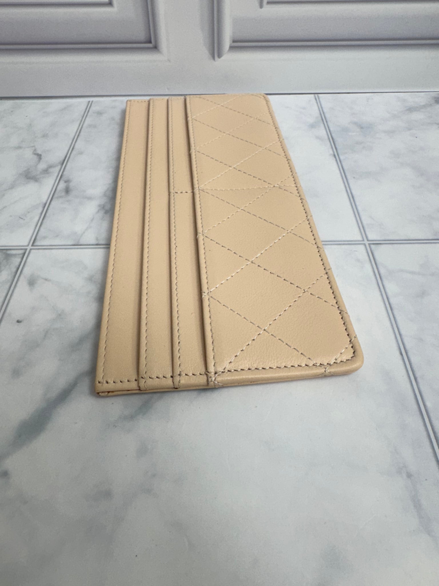 Chanel Beige Quilted Leather Wallet Insert