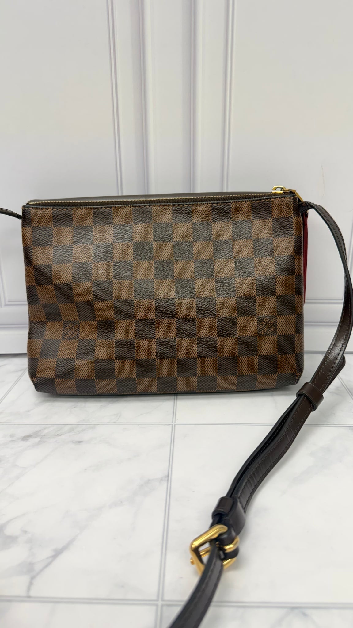 Louis Vuitton Damier Ebene Twice Pochette Crossbody Bag