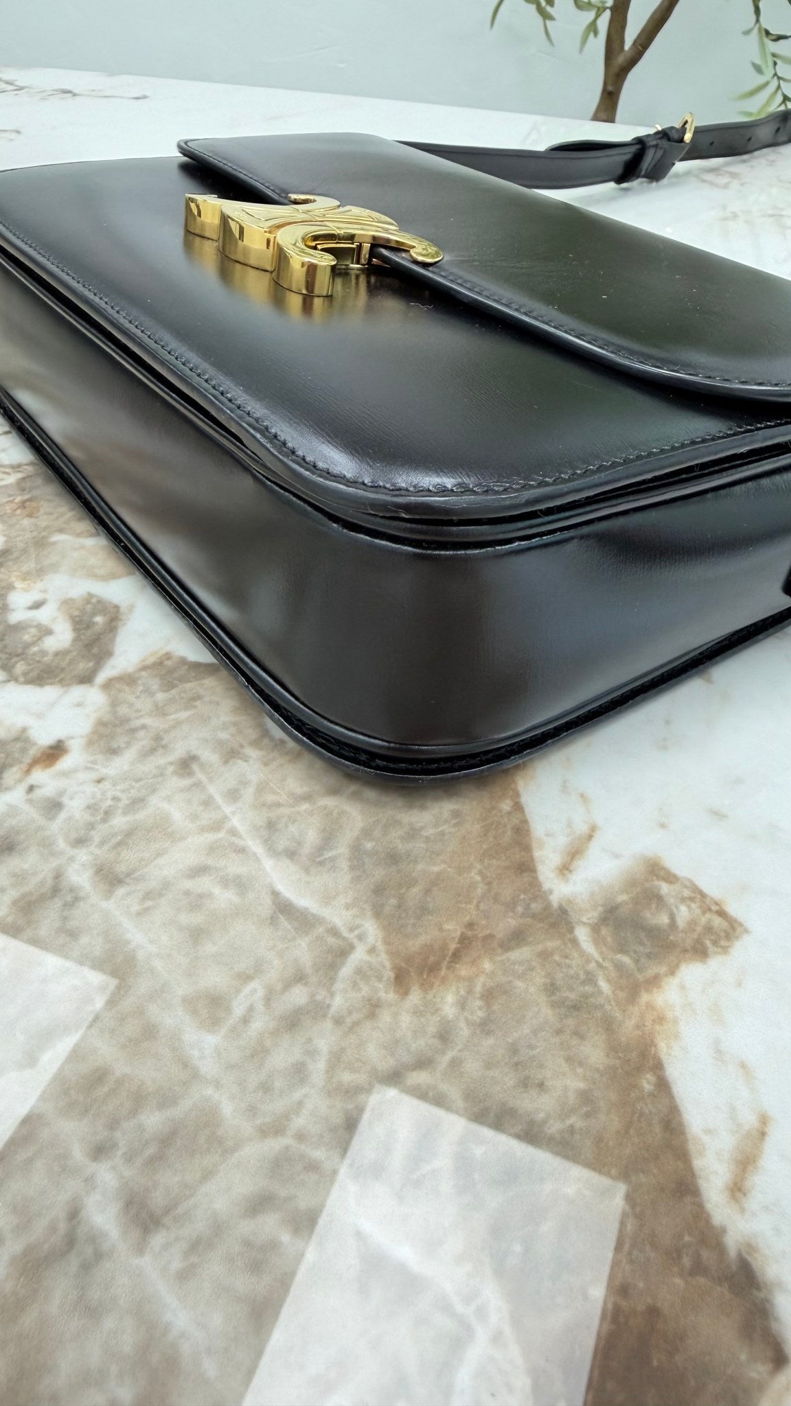Celine Black Box Calf Triomphe Crossbody