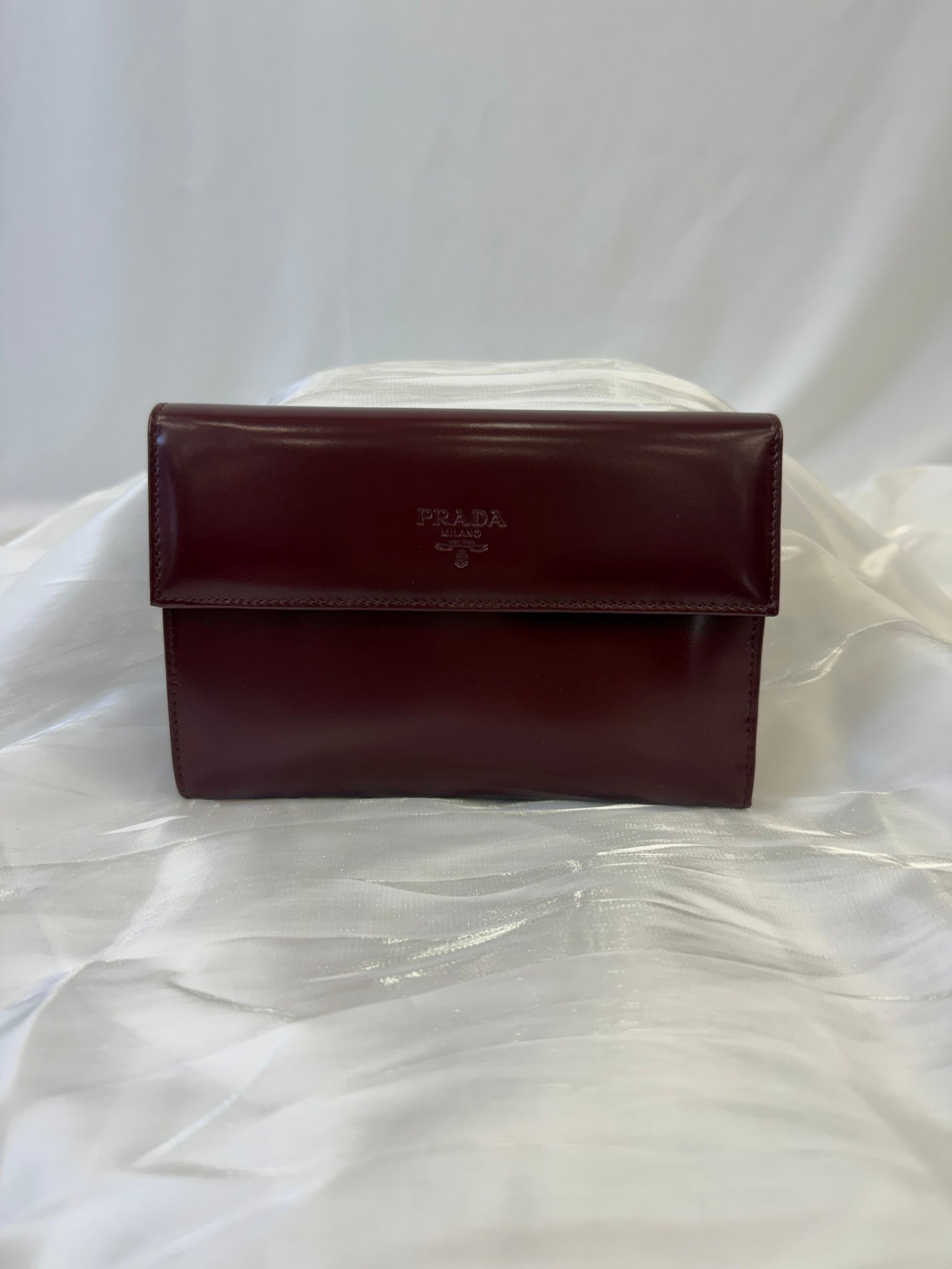 Prada Burgundy Patent Leather Compact Wallet