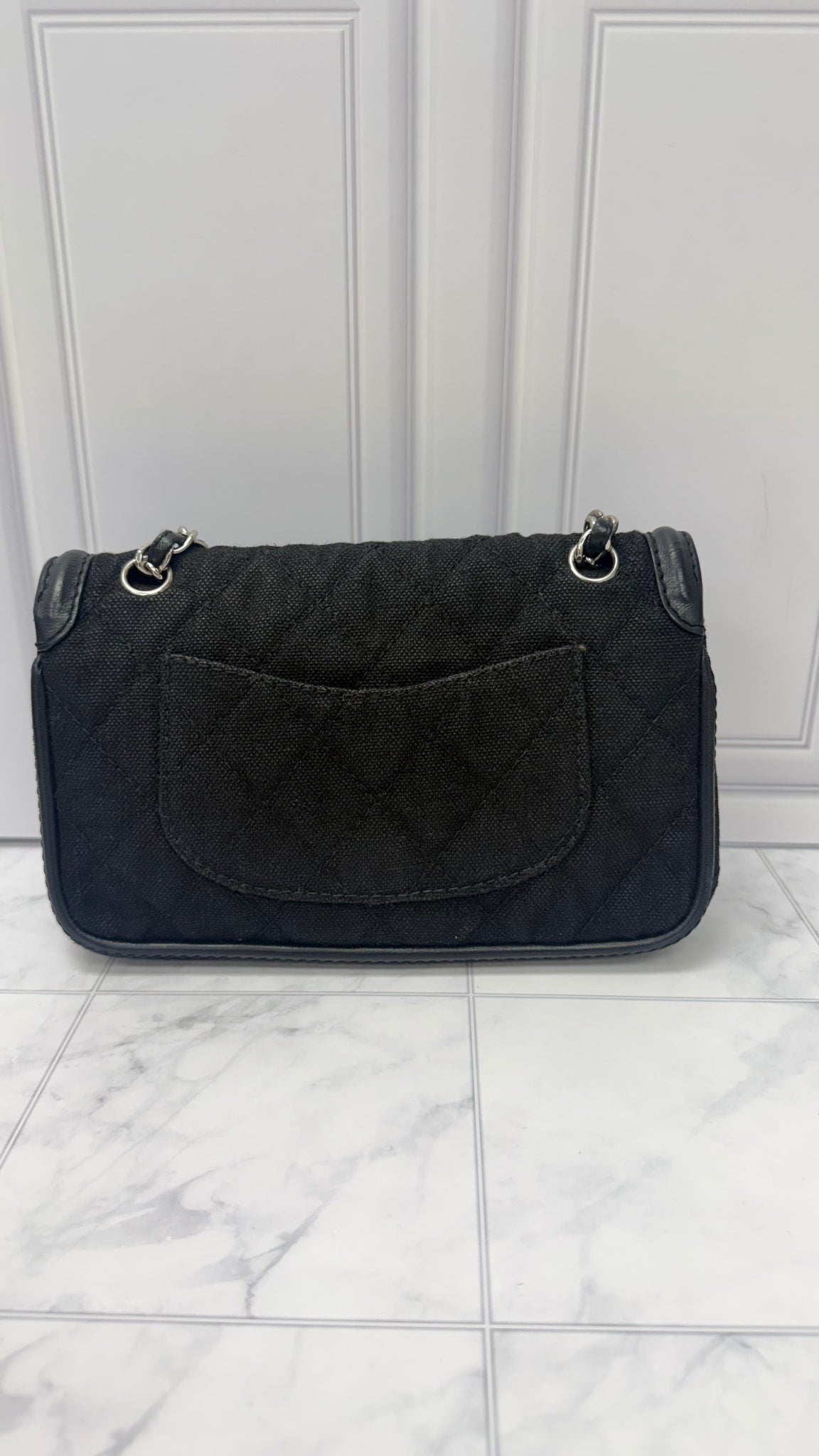 Chanel Black Canvas Double Flap Bag