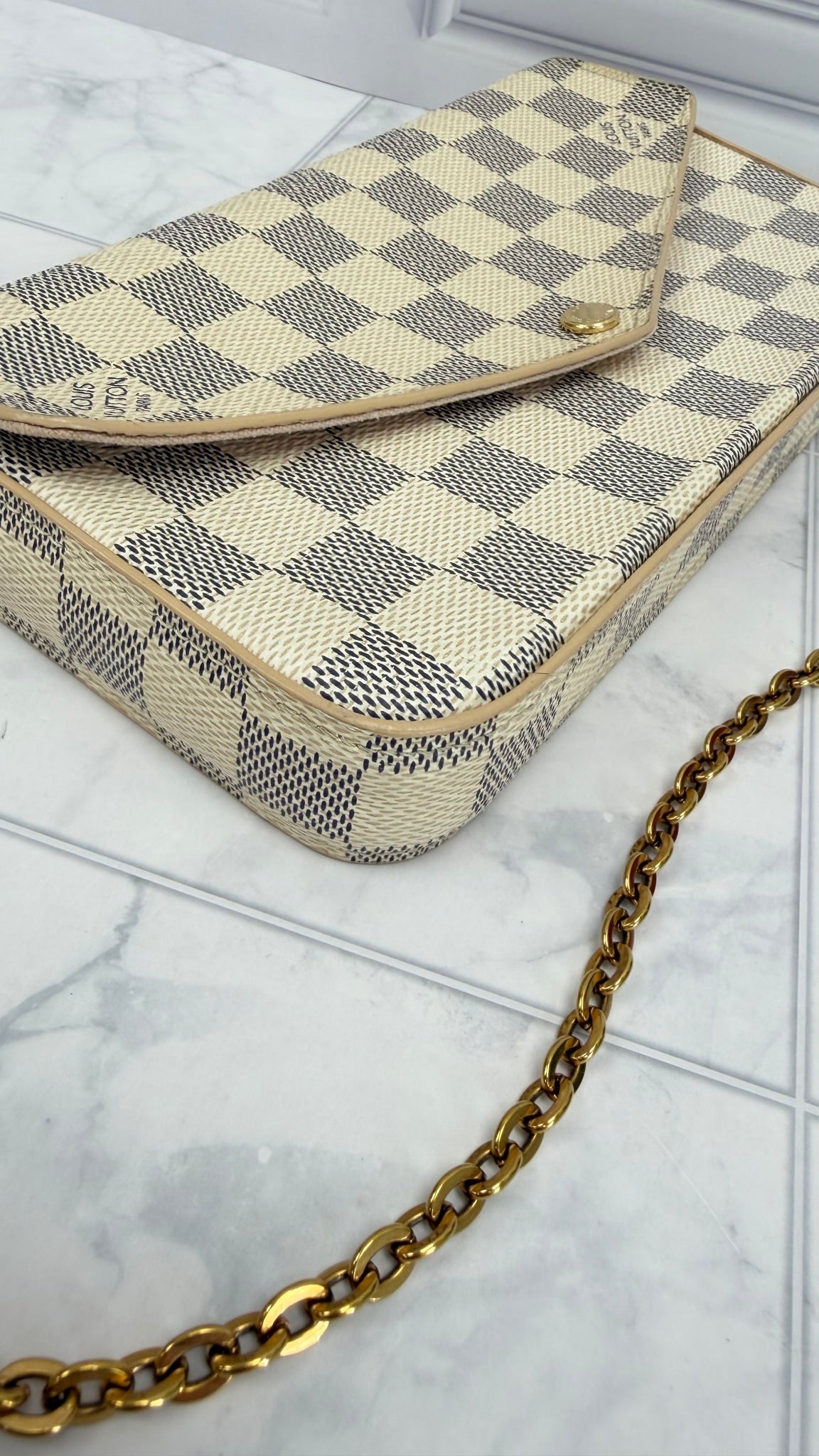 Louis Vuitton Damier Azur & Rose Ballerine Felicie Pochette