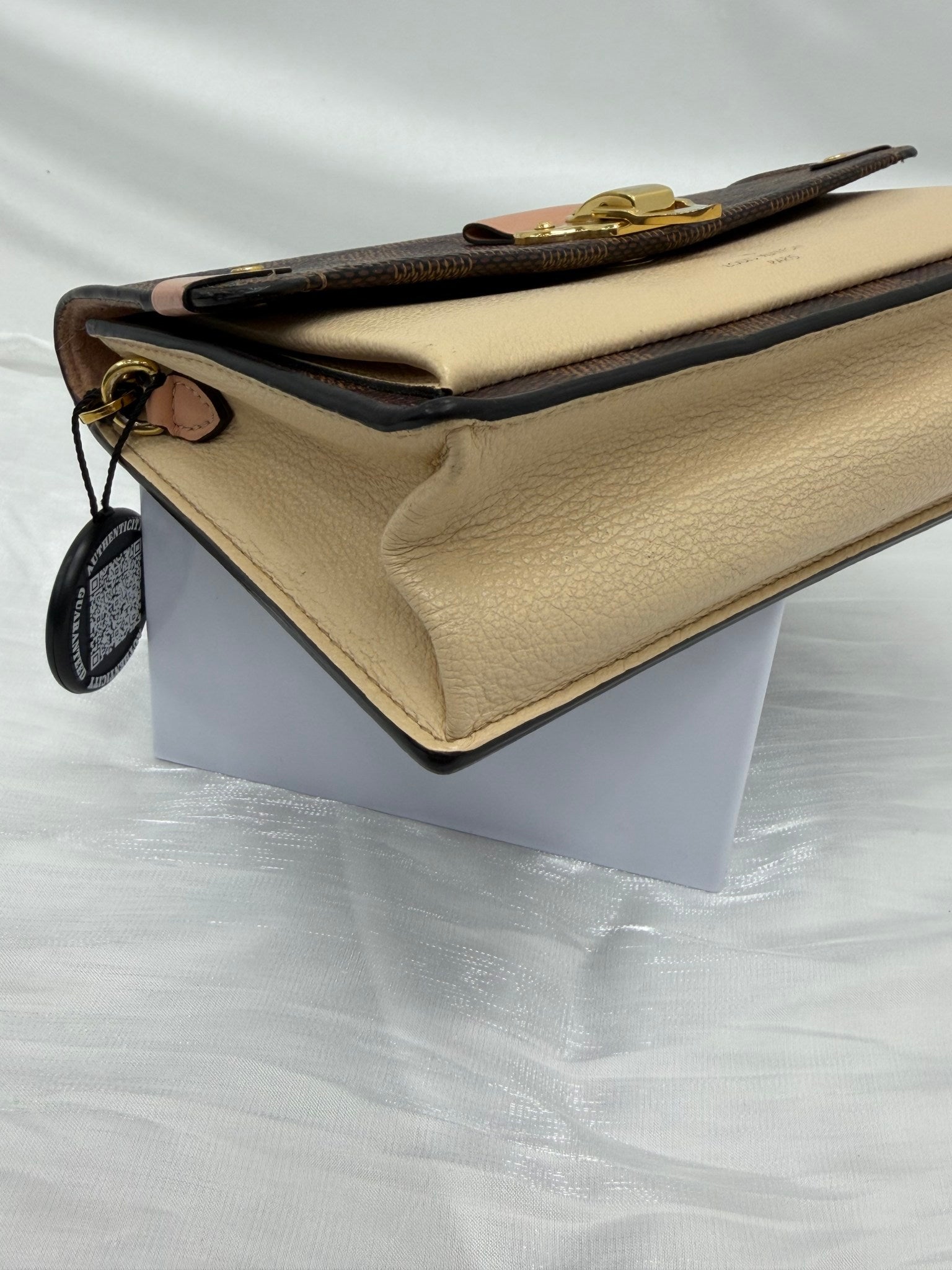 Louis Vuitton Damier Ebene & Beige Vavin Chain Wallet