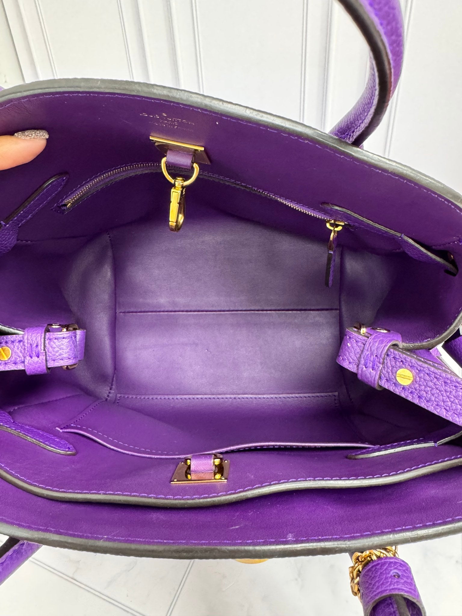 Louis Vuitton Purple Grained Leather Milla Pm 2Way Bag