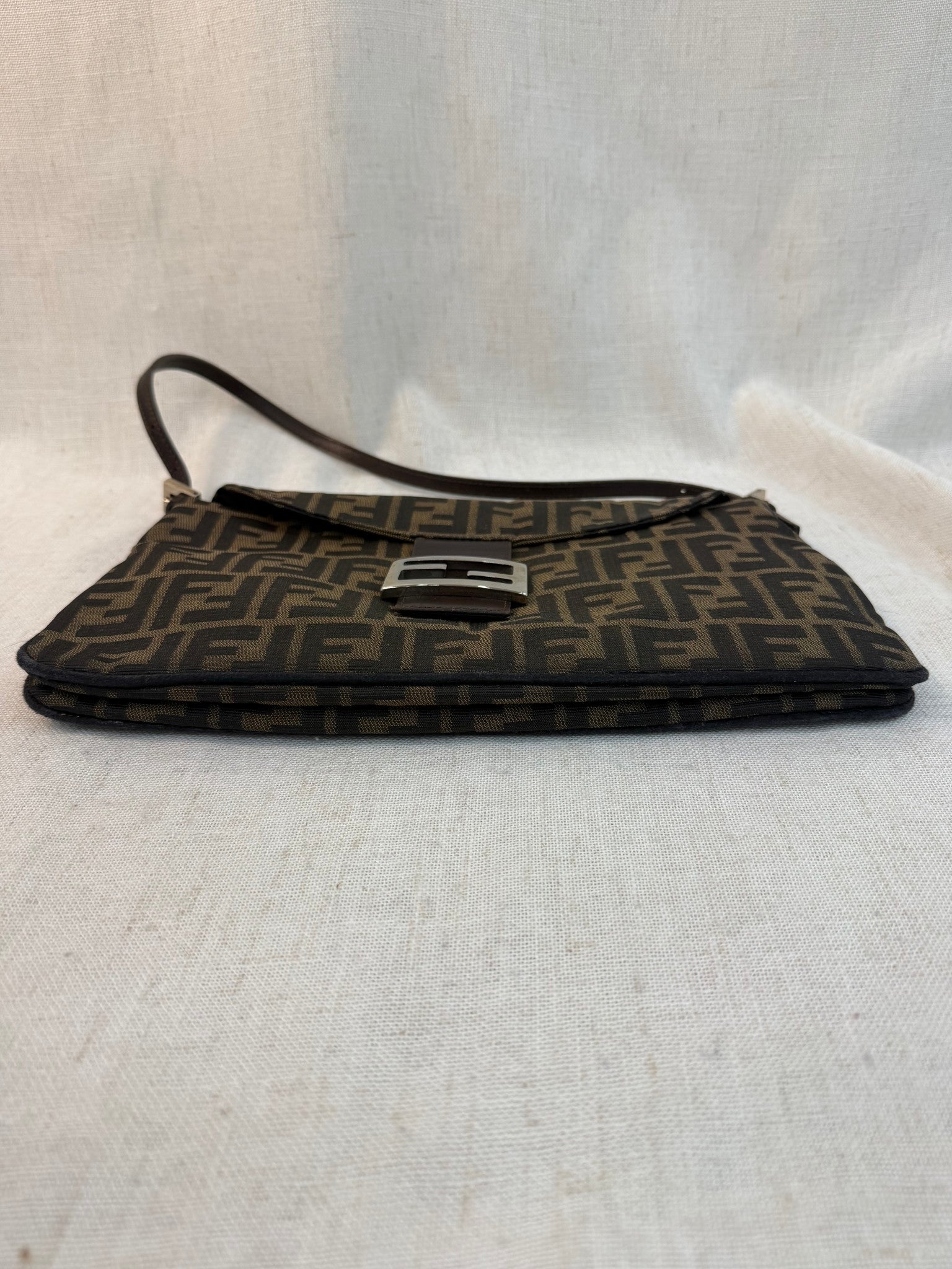 Fendi Brown Canvas Zucca Vintage Shoulder Bag
