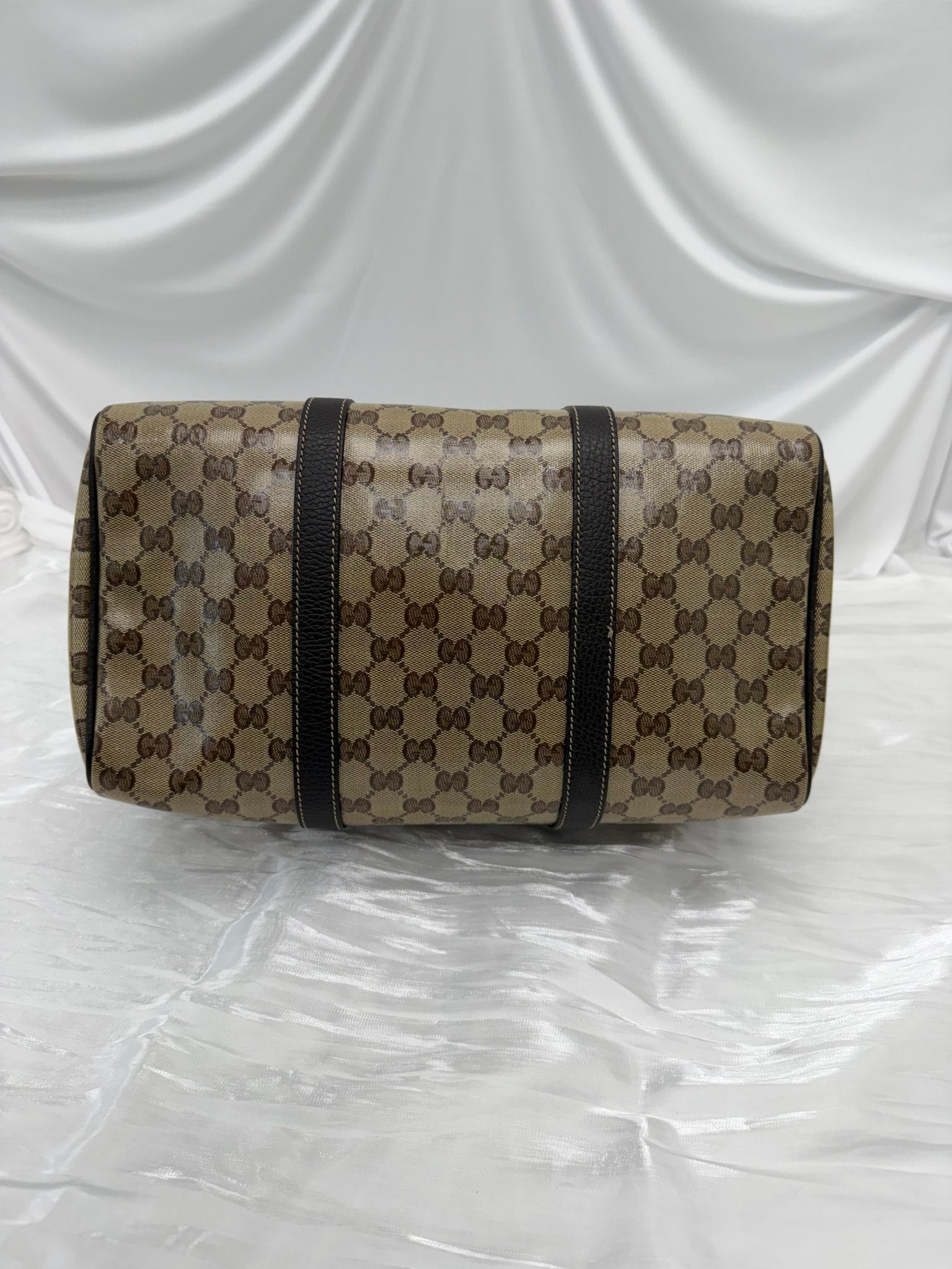 Gucci Vintage Brown GG Coated Canvas Boston Bag