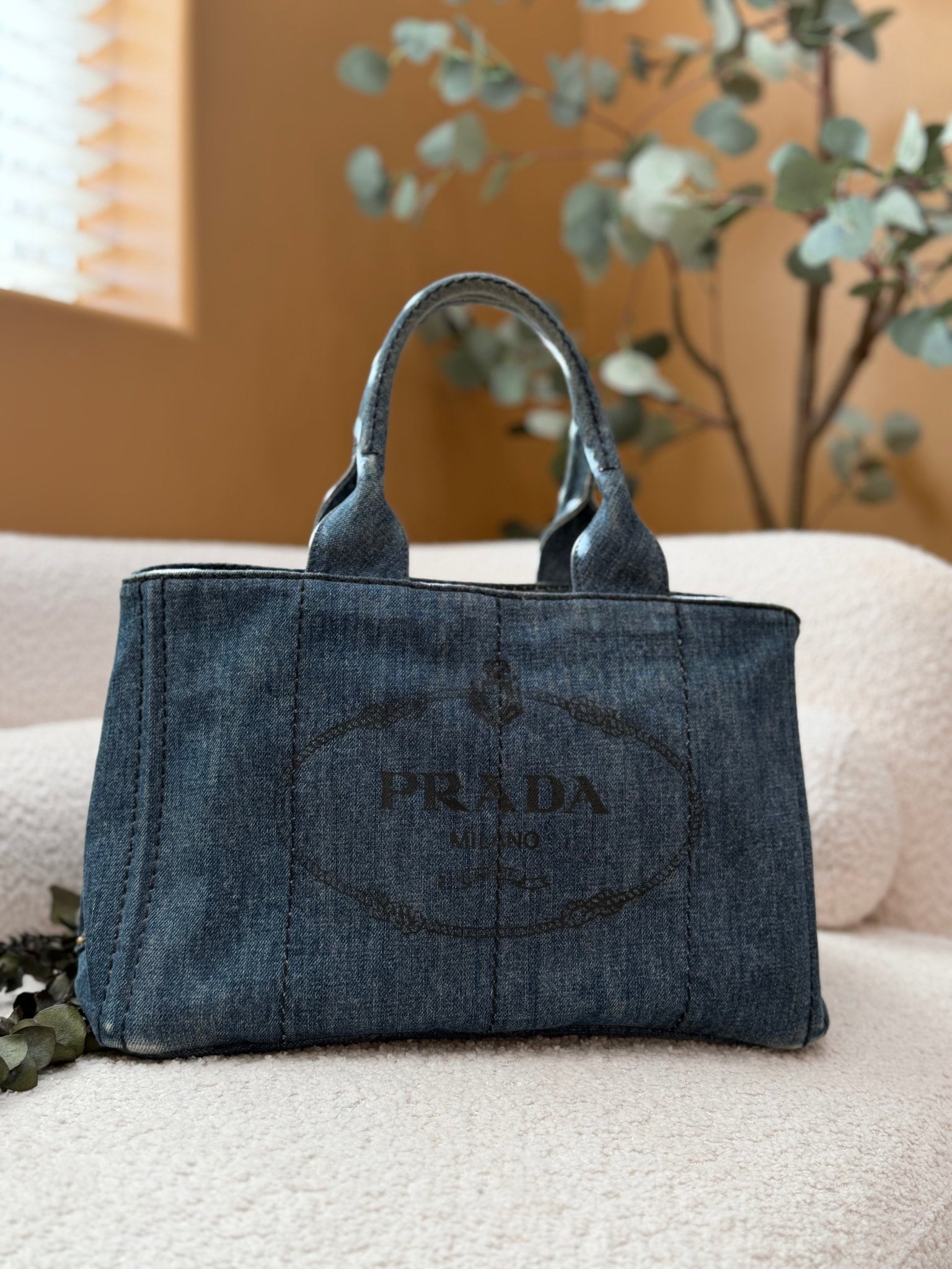 Prada Denim Canvas Medium Canapa Bag
