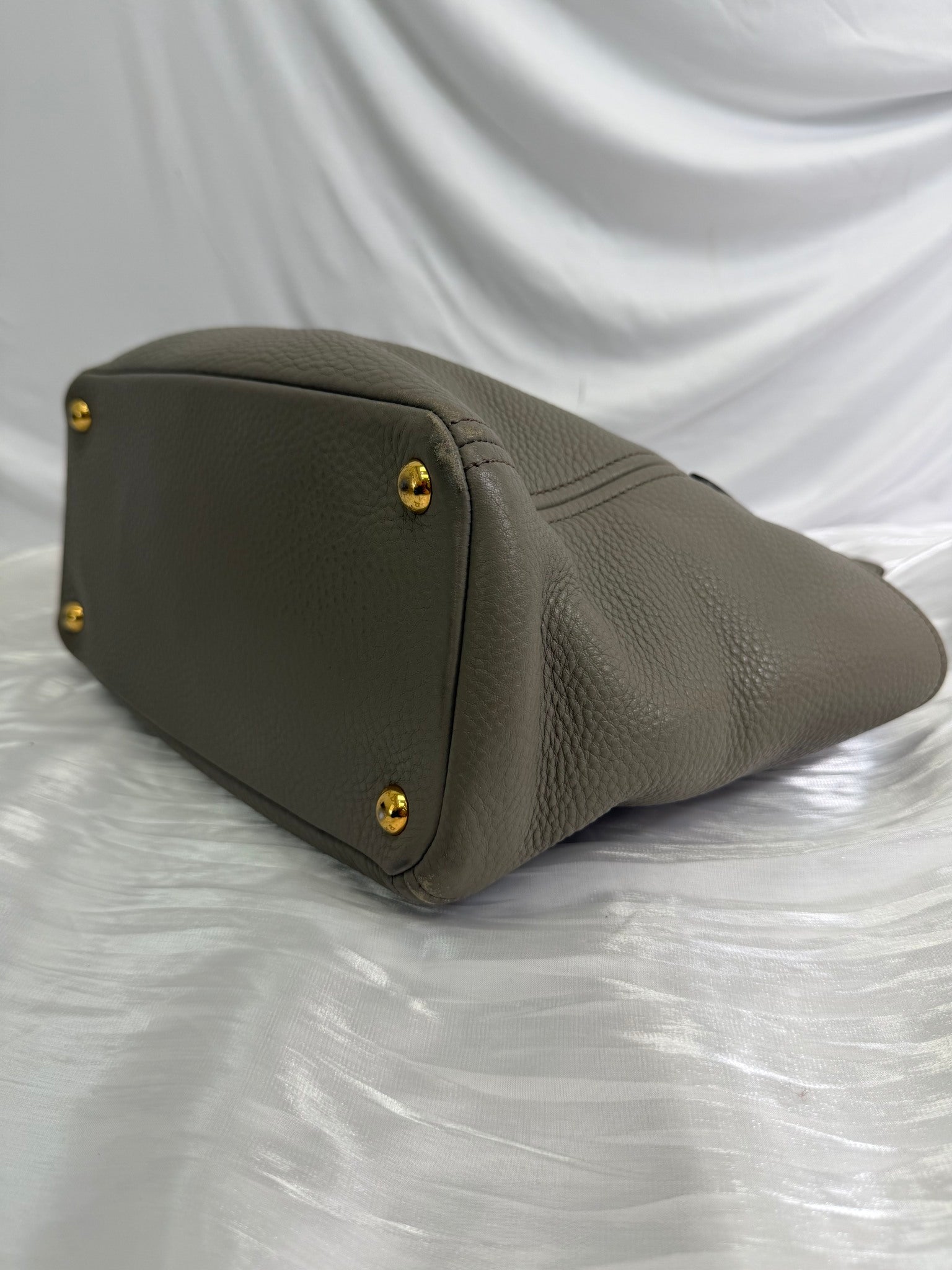 Prada Grey Leather Tote Bag