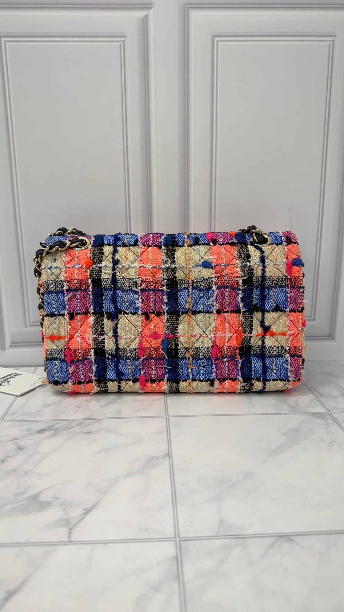 Chanel Multicolor Quilted Tweed Medium Double Flap Bag