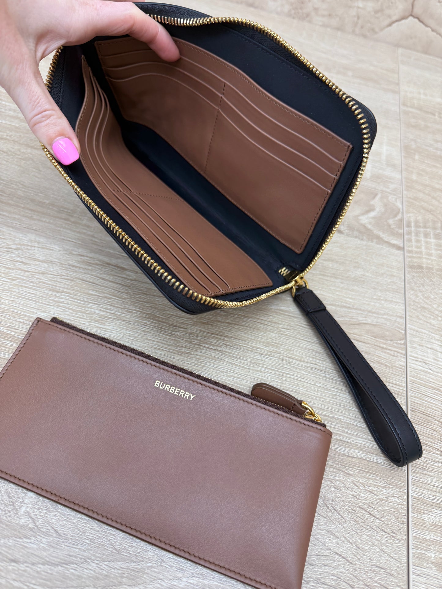 BRAND NEW- Burberry Black Leather Wallet Clutch