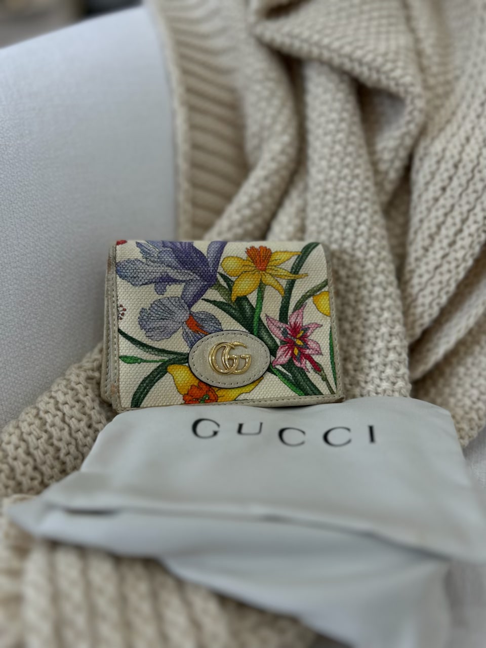 Gucci Limited Edition GG Marmont Flora Canvas Bifold Compact Wallet