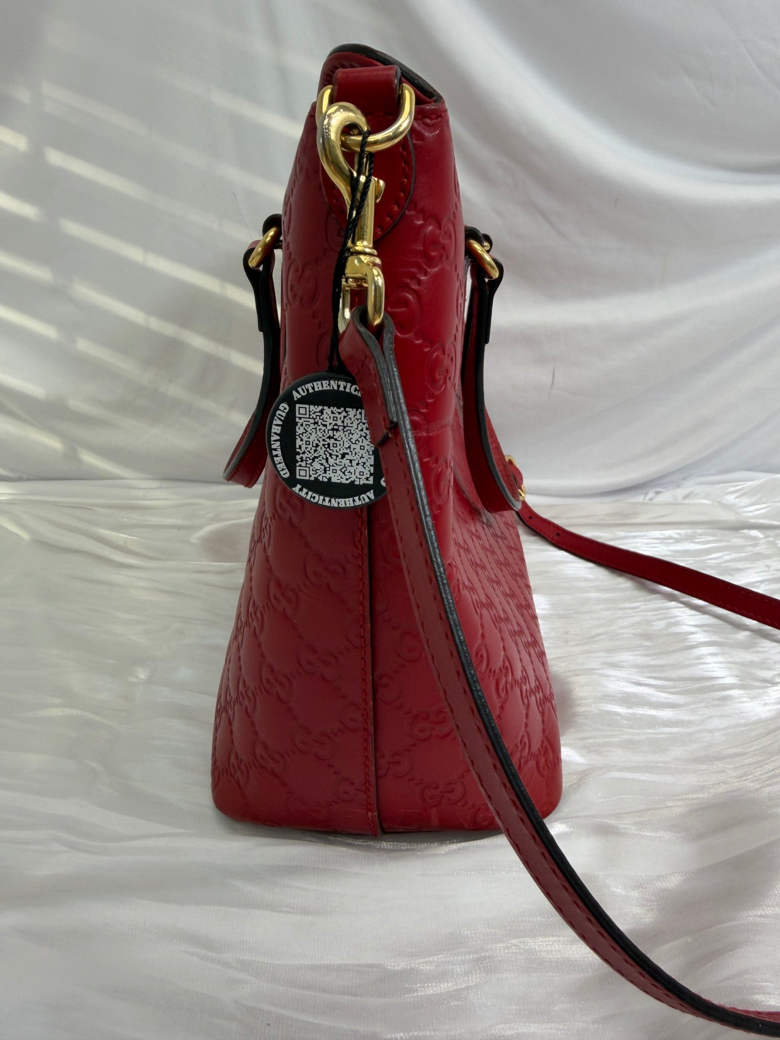 Gucci Red Guccissima Leather Linea Foldover Tote