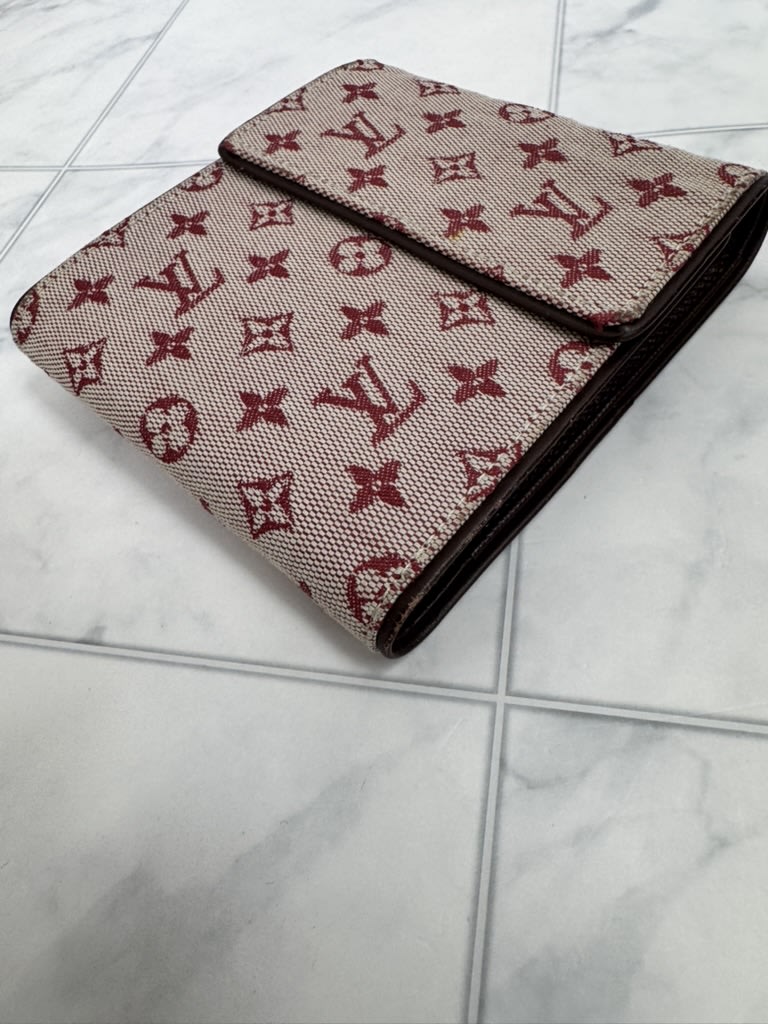 Louis Vuitton Red Monogram Canvas Mini Lin Compact Wallet